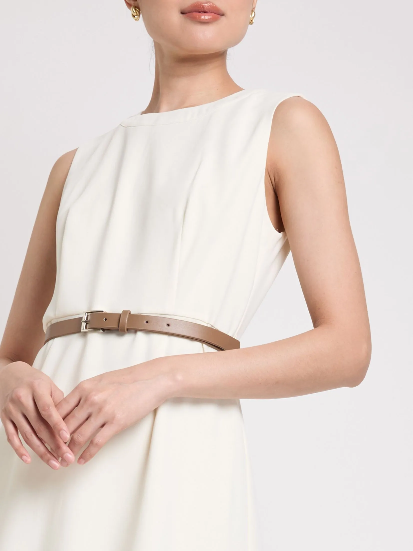 EXPRESSIONS Women Dress Sleeveless With Leather Belt EXPRESSIONS Women Dress Sleeveless With Leather Belt