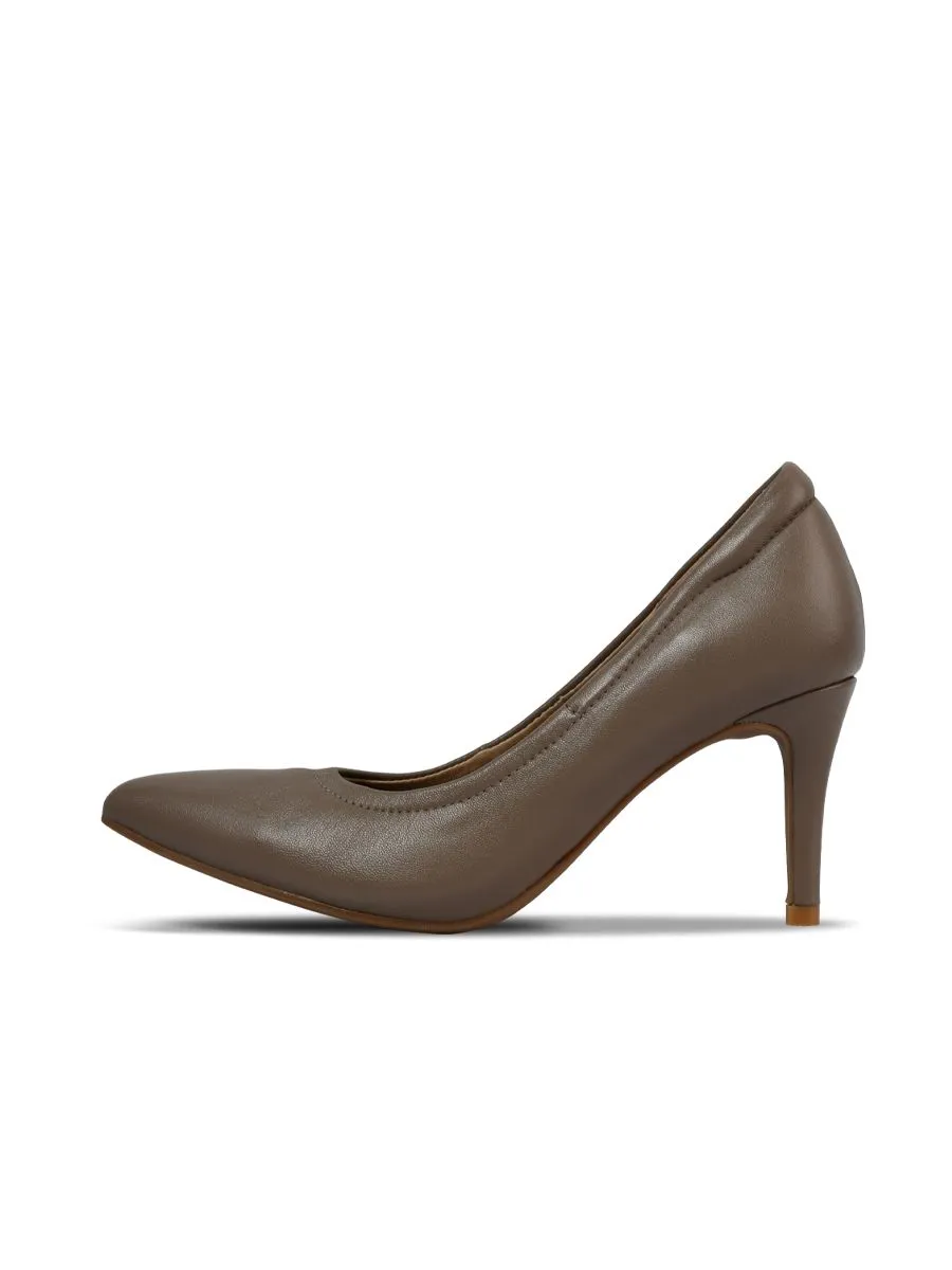 Sirena Taupe Leather Court Shoes Pointed Toe High Heel 3 inch Cinderella Sirena Taupe Leather Court Shoes Pointed Toe High Heel 3 inch Cinderella
