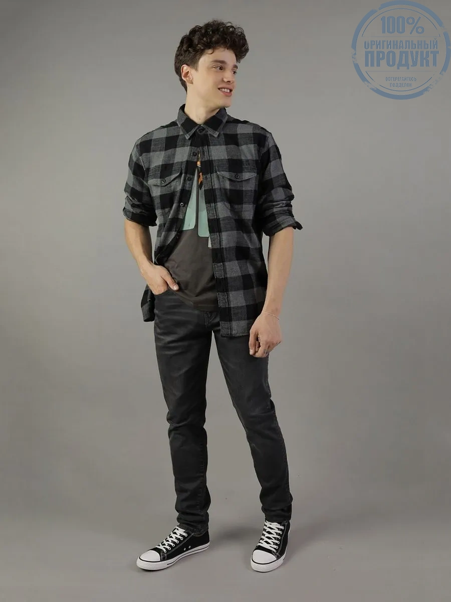 American Eagle MEN CF CSC SALVADOR TWILL FLANNEL 063 CHARCOAL ASH American Eagle MEN CF CSC SALVADOR TWILL FLANNEL 063 CHARCOAL ASH