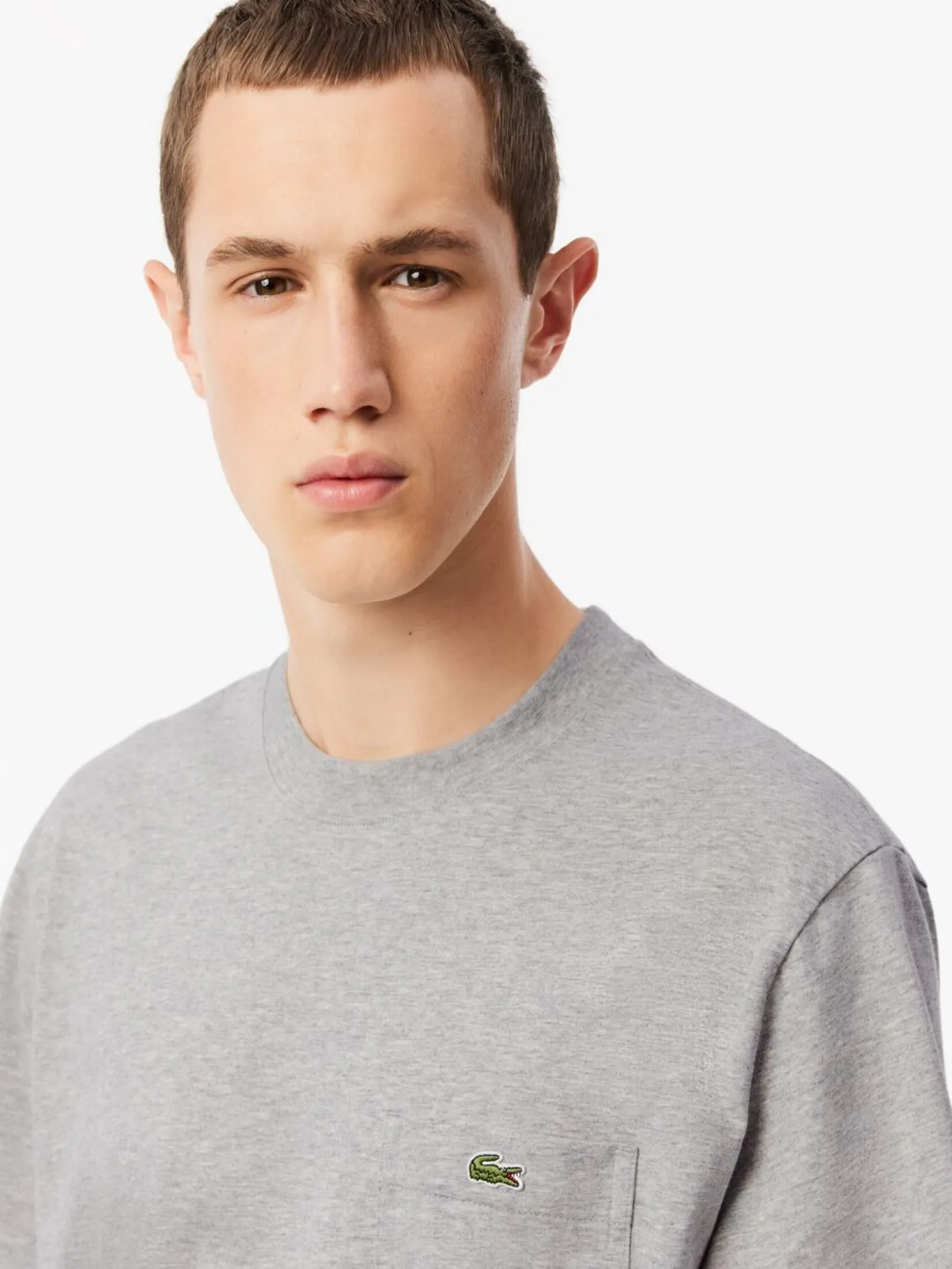 LACOSTE Cotton T-shirt with Breast Pocket Grey LACOSTE Cotton T-shirt with Breast Pocket Grey