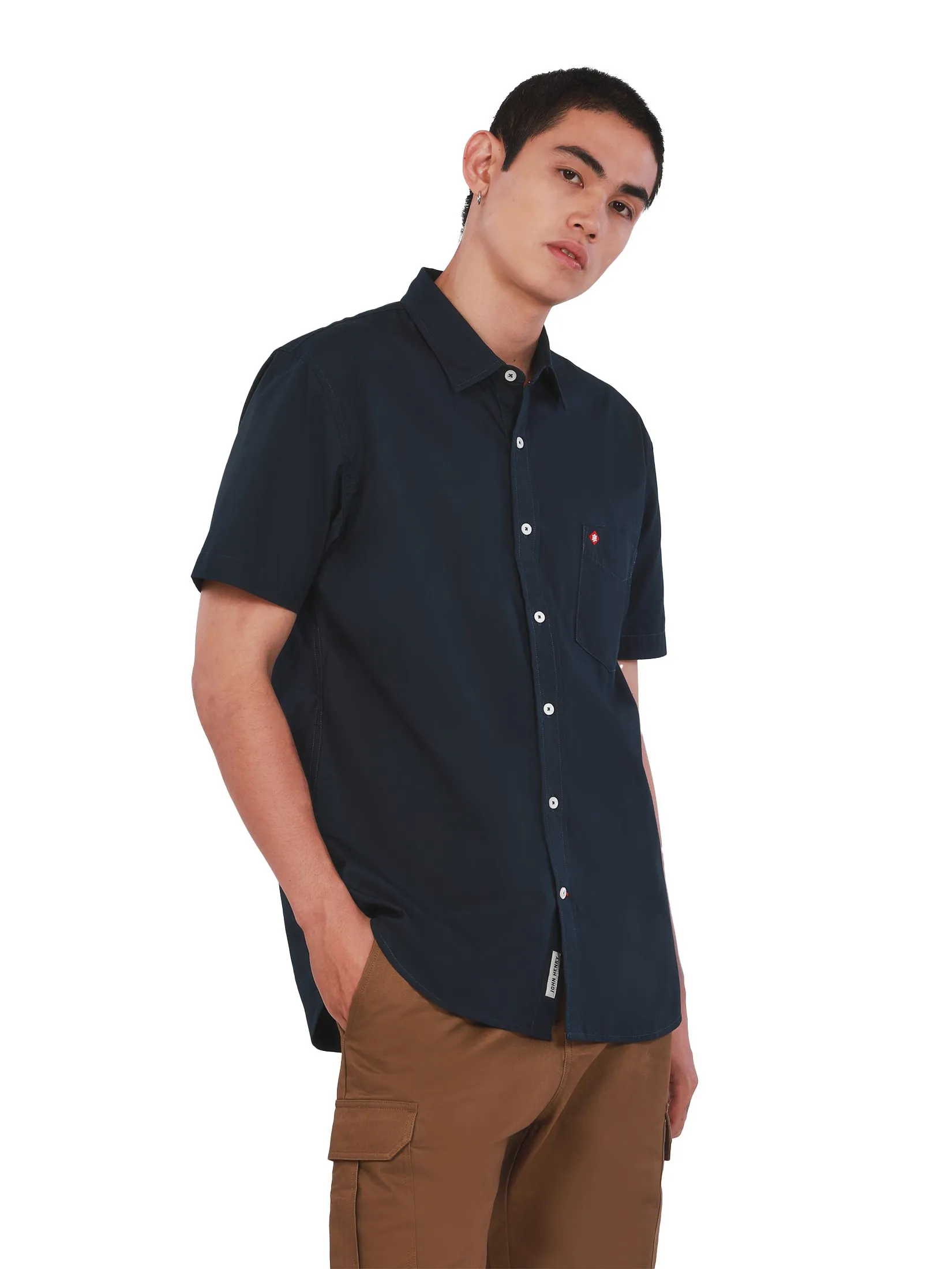 JOHN HENRY Men's Short Sleeves Shirts (Slim Fit) ESSENTIALS Navy JOHN HENRY Men's Short Sleeves Shirts (Slim Fit) ESSENTIALS Navy