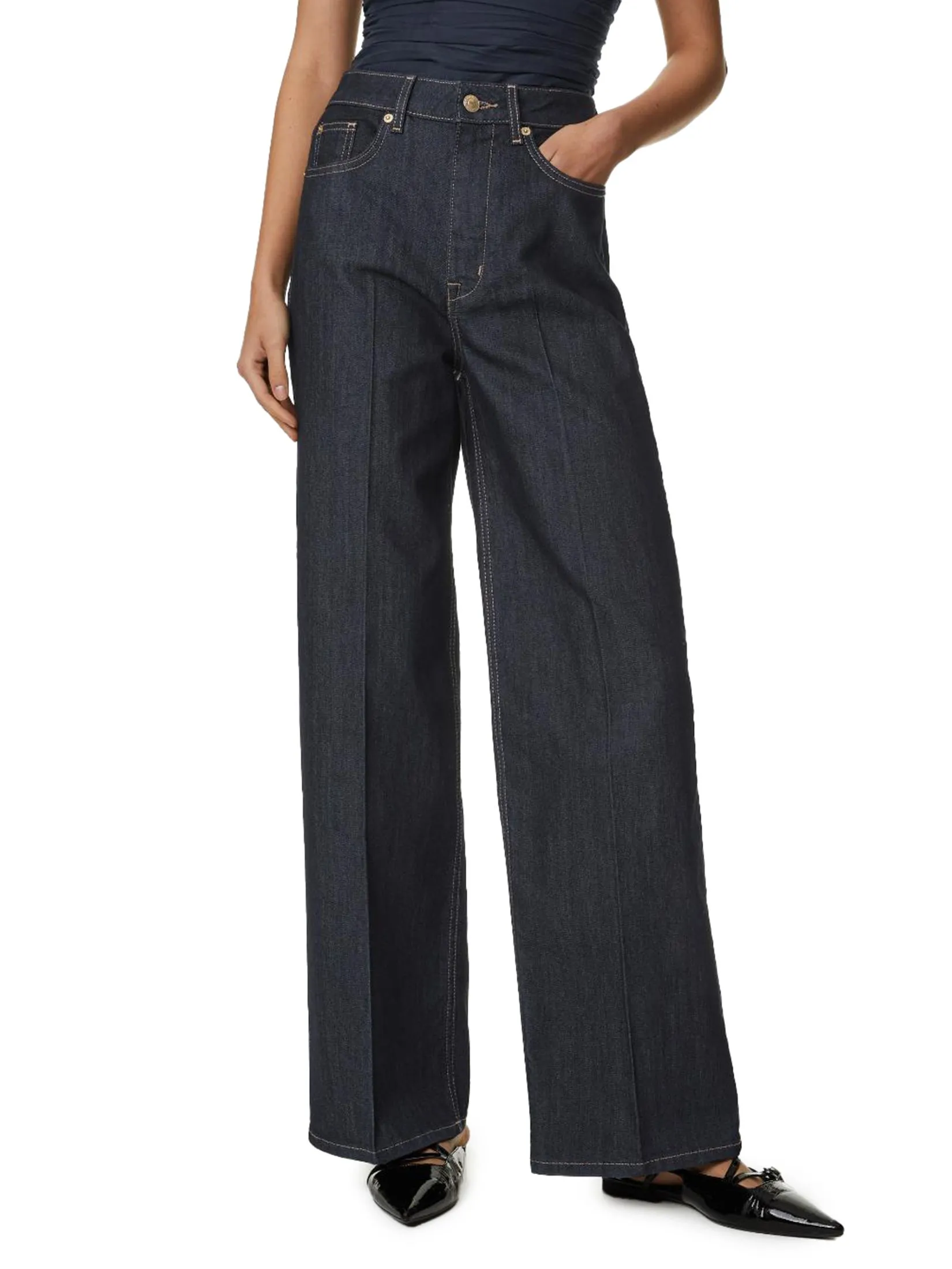 MARKS & SPENCER Women Jeans High Waisted Smart Wide Leg Indigo Mix MARKS & SPENCER Women Jeans High Waisted Smart Wide Leg Indigo Mix
