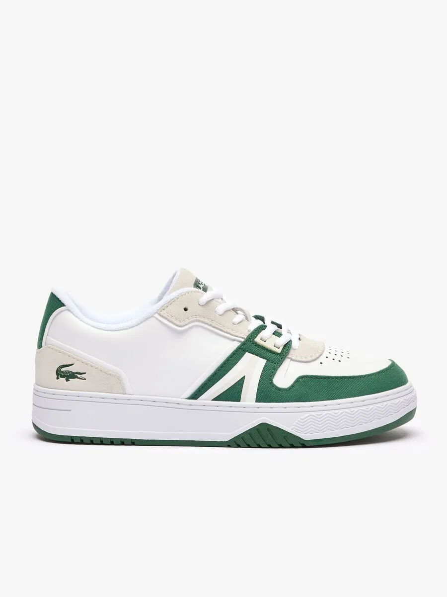 LACOSTE White Men’s L001 Contrasted Leather Trainers LACOSTE White Men’s L001 Contrasted Leather Trainers