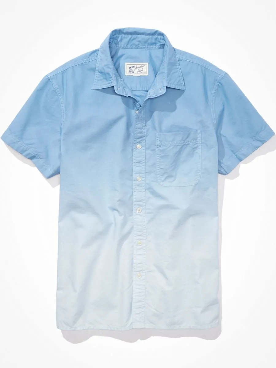 American Eagle MEN SS OXFORD BLUE TIDAL DIP DYE 421 BLUE VIBE