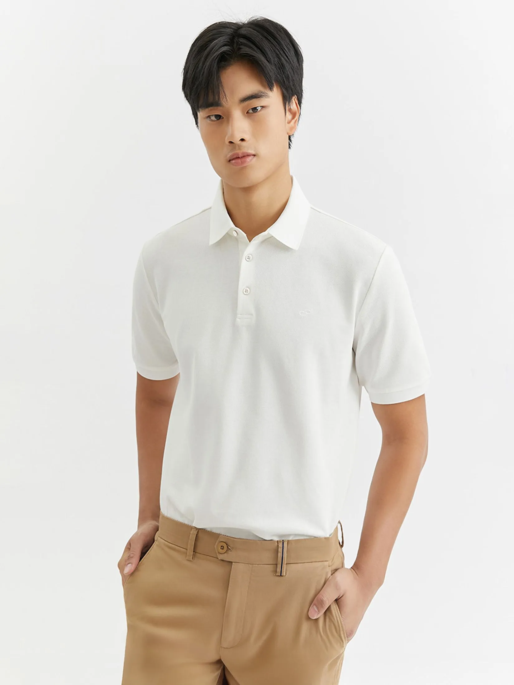 DAPPER DAPPER DP Iconic Piqué Polo Shirt White DAPPER DAPPER DP Iconic Piqué Polo Shirt White