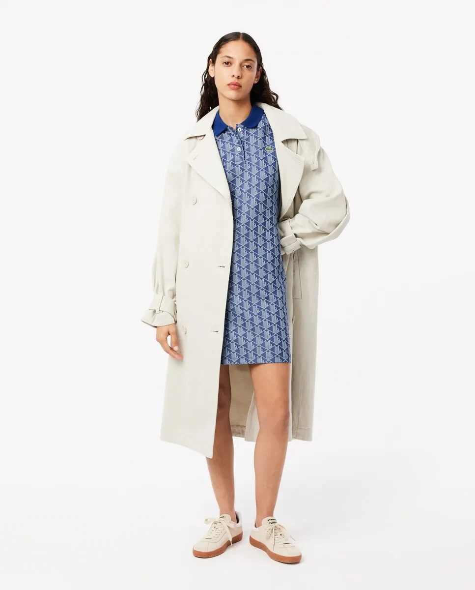 LACOSTE Slim Fit Monogram Jacquard Polo Dress Blue LACOSTE Slim Fit Monogram Jacquard Polo Dress Blue