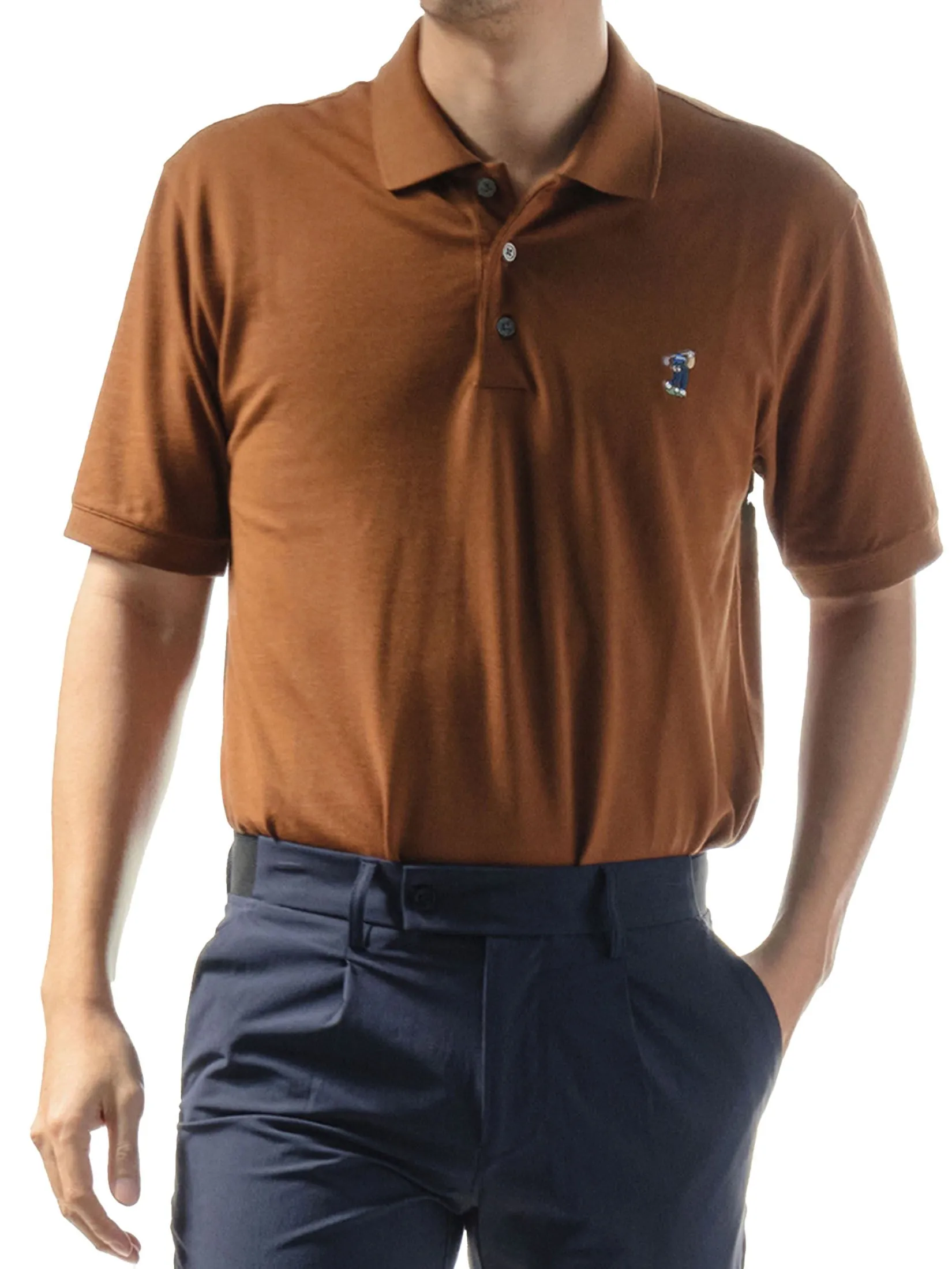 Era-won Men's Polo Slim Fit Art toy Collection Brown Era-won Men's Polo Slim Fit Art toy Collection Brown