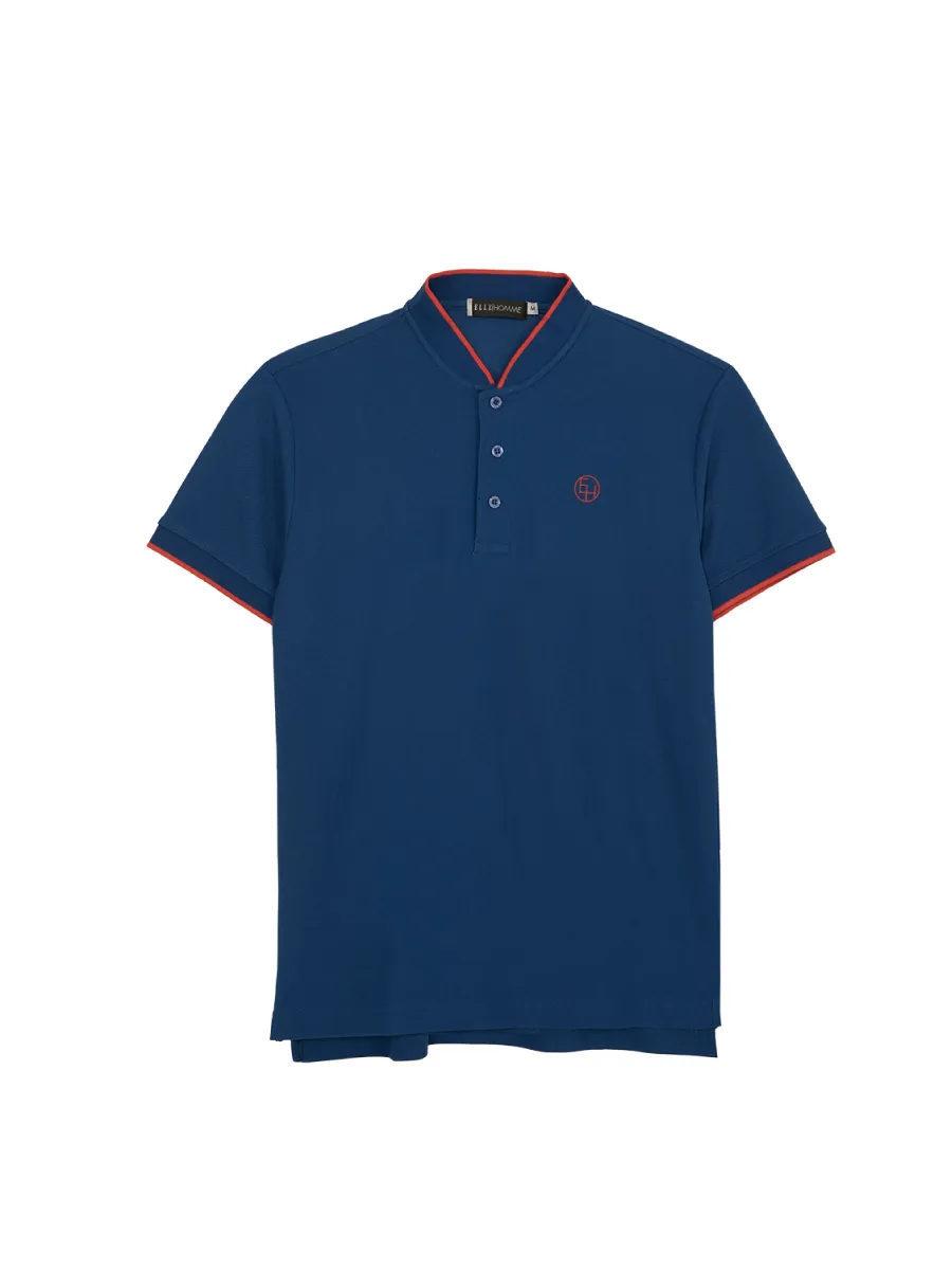 ELLE HOMME Men Mandarin collar shirt short sleeves Smart fit W8K912 - Navy Blue ELLE HOMME Men Mandarin collar shirt short sleeves Smart fit W8K912 - Navy Blue