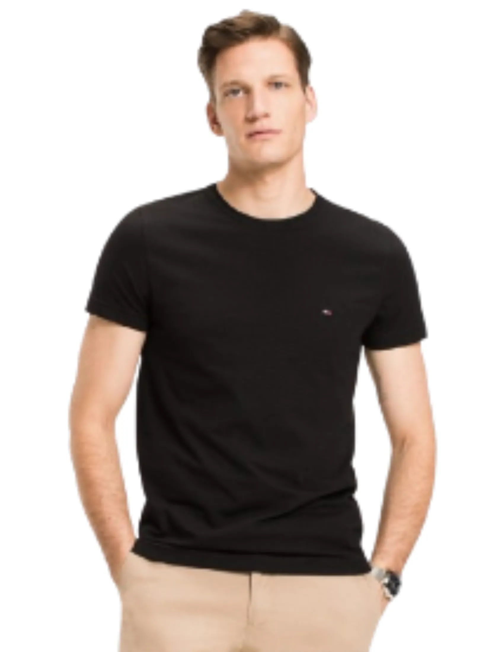 TOMMY HILFIGER MEN TEE - BLACK TOMMY HILFIGER MEN TEE - BLACK