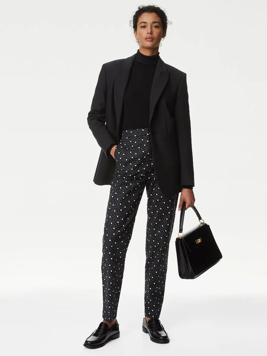 MARKS & SPENCER Women Trousers Cotton Rich Printed Slim Fit MARKS & SPENCER Women Trousers Cotton Rich Printed Slim Fit