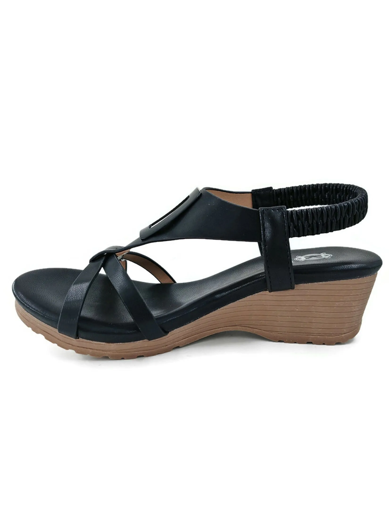 KLIN Woman Wedge Sling-Back Sandals Style Black KLIN Woman Wedge Sling-Back Sandals Style Black