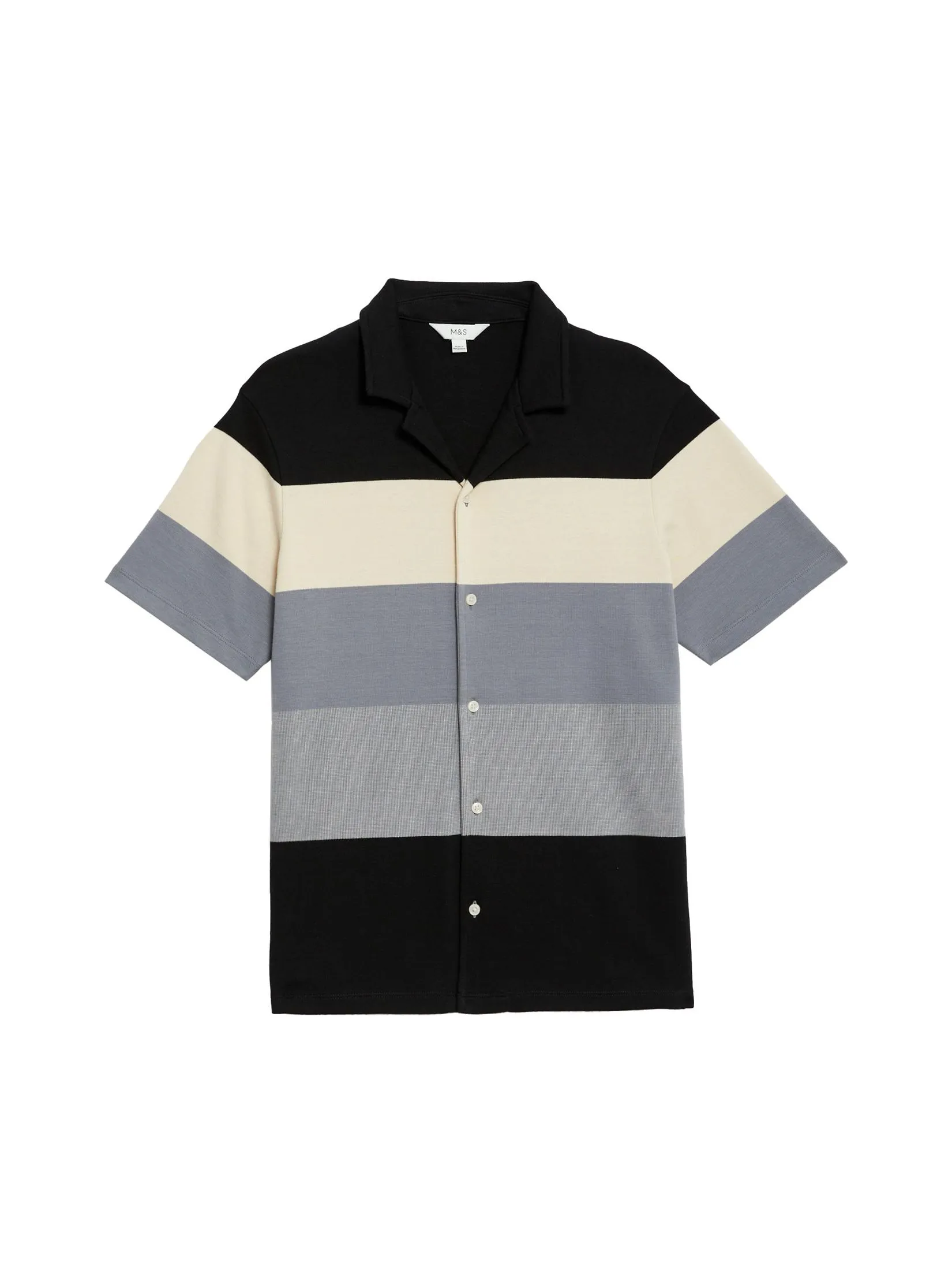 MARKS & SPENCER Men Polo Shirt Pure Cotton Double Knit Black Mix MARKS & SPENCER Men Polo Shirt Pure Cotton Double Knit Black Mix