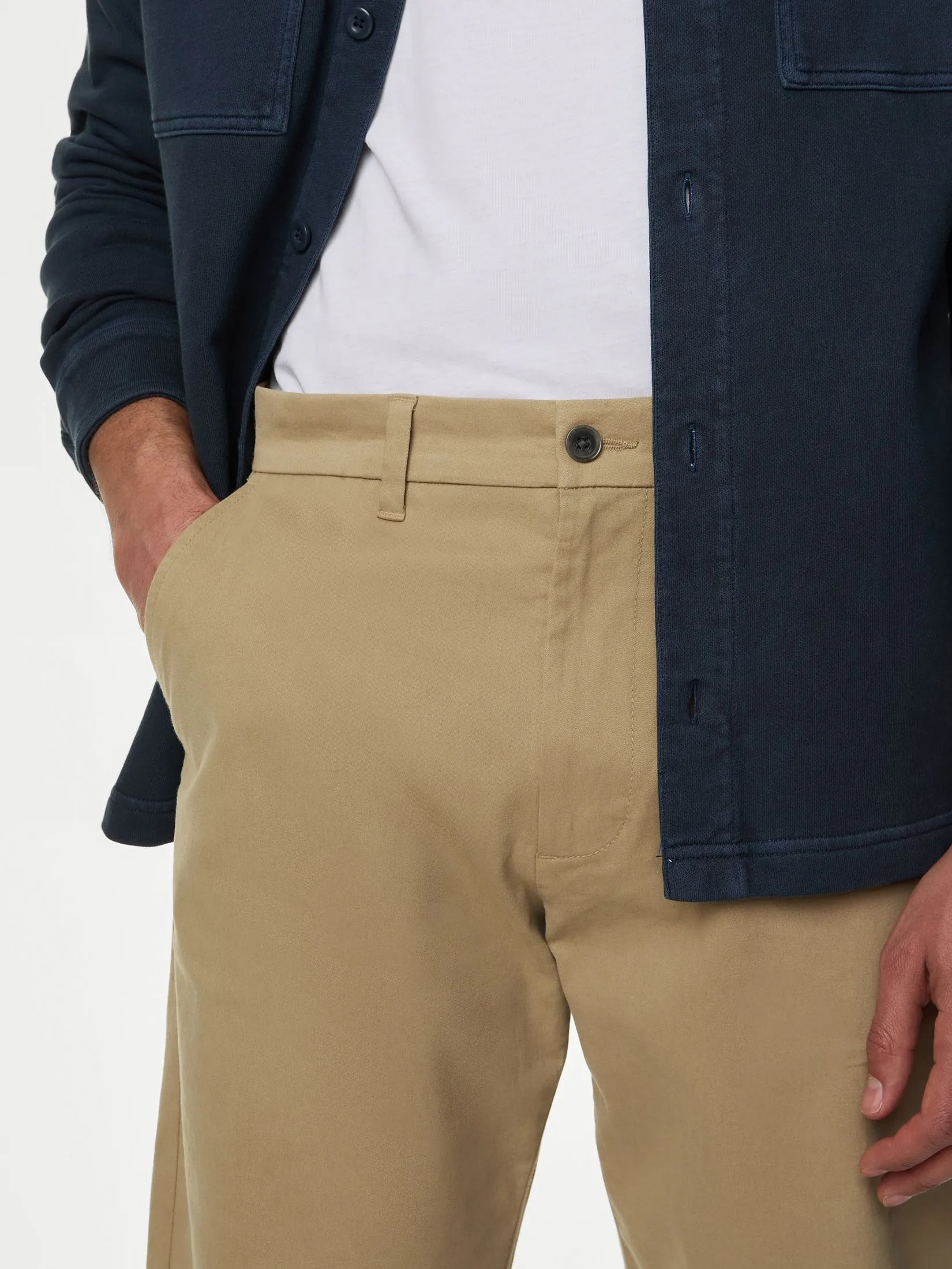 MARKS & SPENCER Men Chinos Loose Fit Stretch Neutral Brown MARKS & SPENCER Men Chinos Loose Fit Stretch Neutral Brown