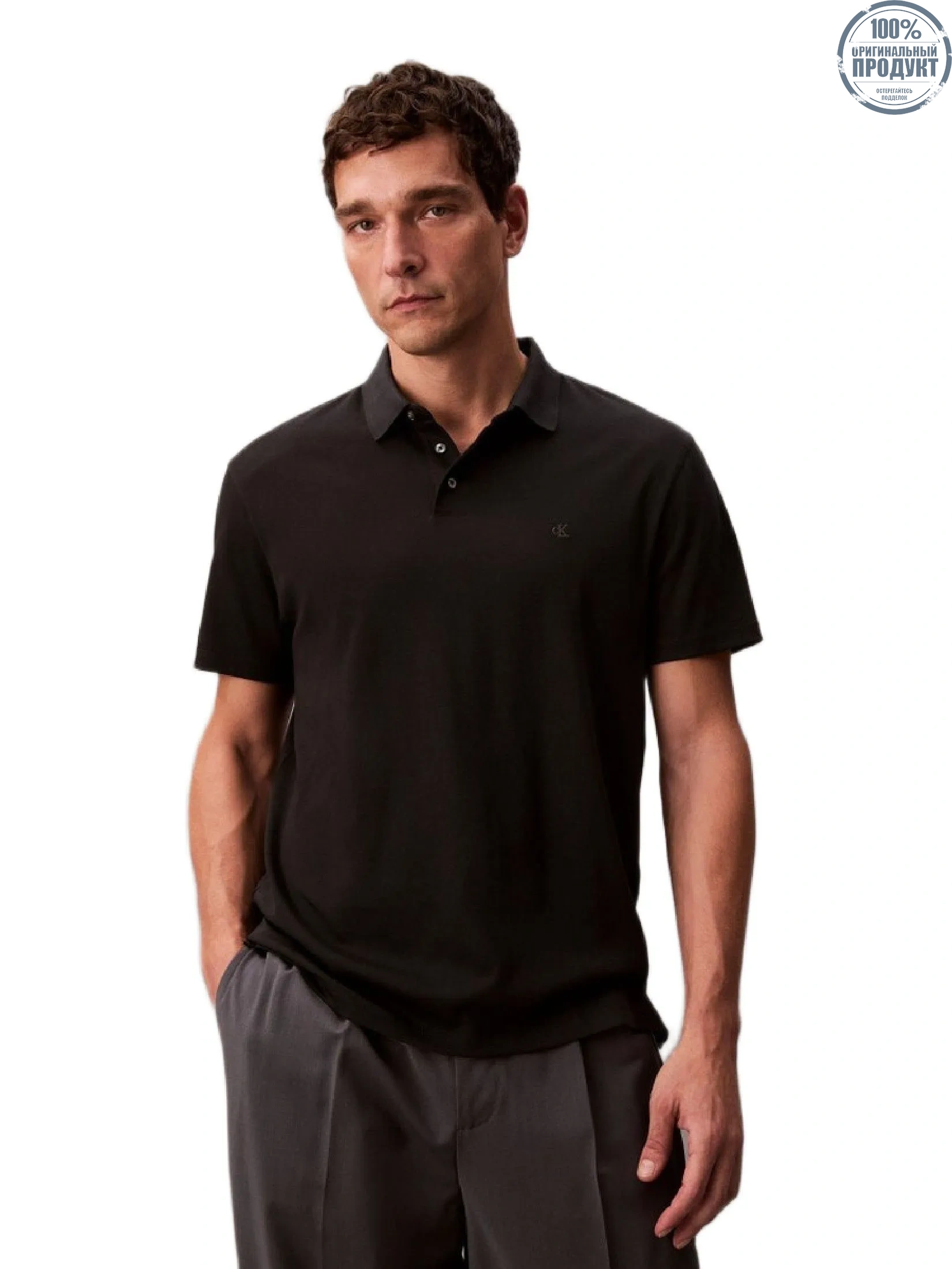 CALVIN KLEIN Men's Pima Cotton Polo Shirt Black CALVIN KLEIN Men's Pima Cotton Polo Shirt Black