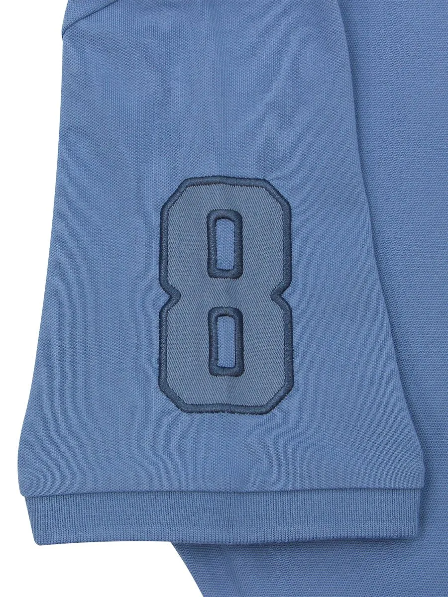 GIORDANO Men's Lycra Pique Embroidery Polo (3D Lion) Coronet blue GIORDANO Men's Lycra Pique Embroidery Polo (3D Lion) Coronet blue