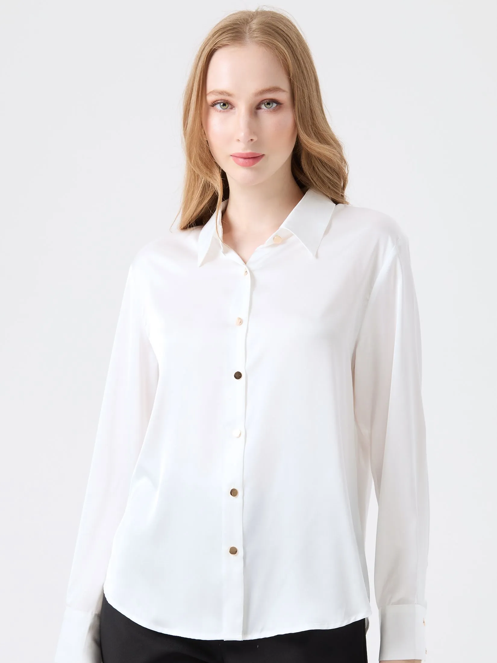 ESPADA Smooth Satin Shirt Woman Off White ESPADA Smooth Satin Shirt Woman Off White