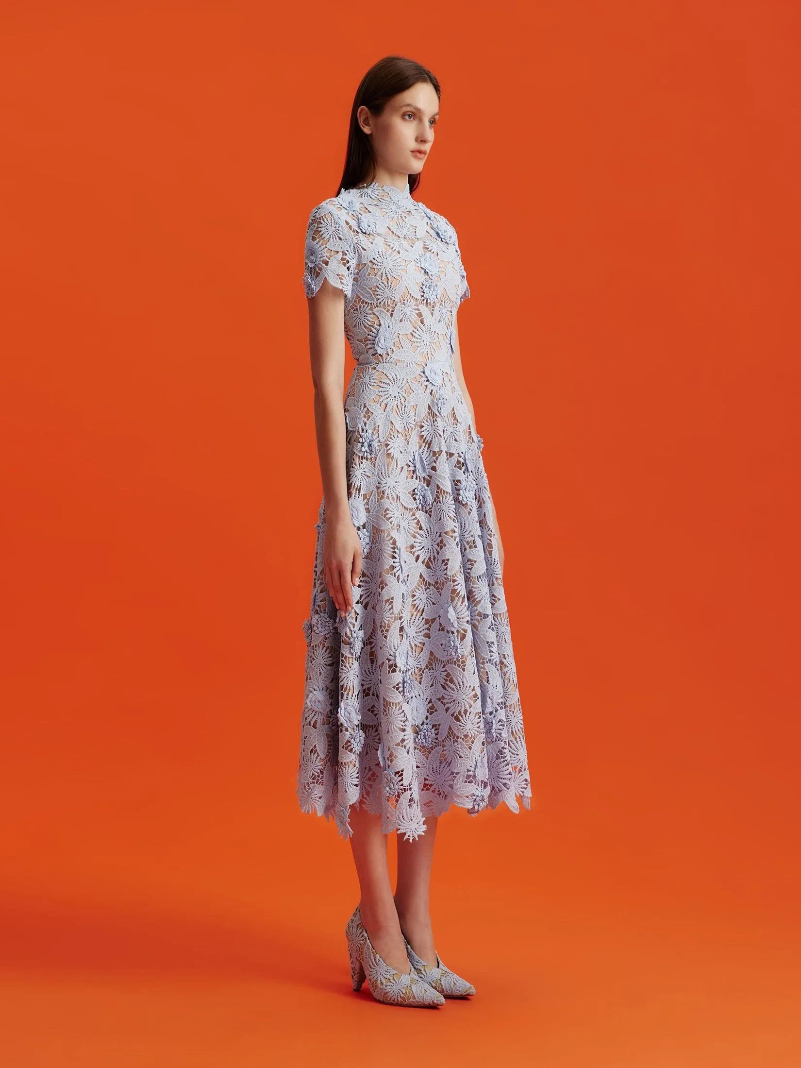 ASAVA ( AW24 ) Octavia Floral-lace Fit-and-flare Women Dress White Blue ASAVA ( AW24 ) Octavia Floral-lace Fit-and-flare Women Dress White Blue