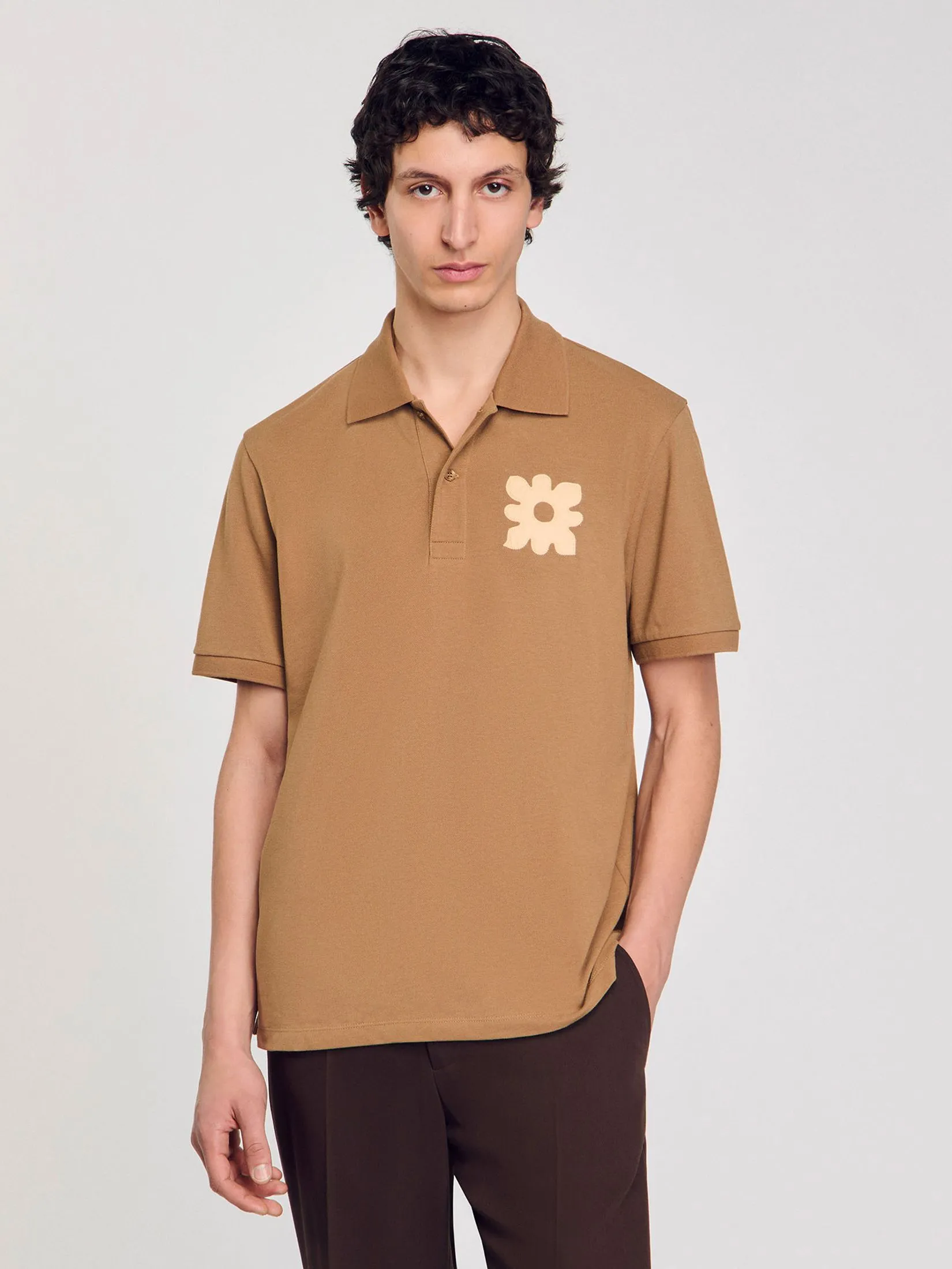 SANDRO Polo Shirt With Flower Patch SANDRO Polo Shirt With Flower Patch