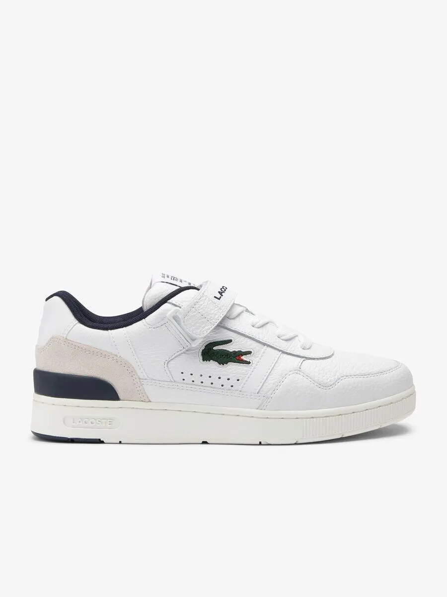 LACOSTE White Women’s T-Clip Velcro Contrasted Collar Leather Trainers LACOSTE White Women’s T-Clip Velcro Contrasted Collar Leather Trainers