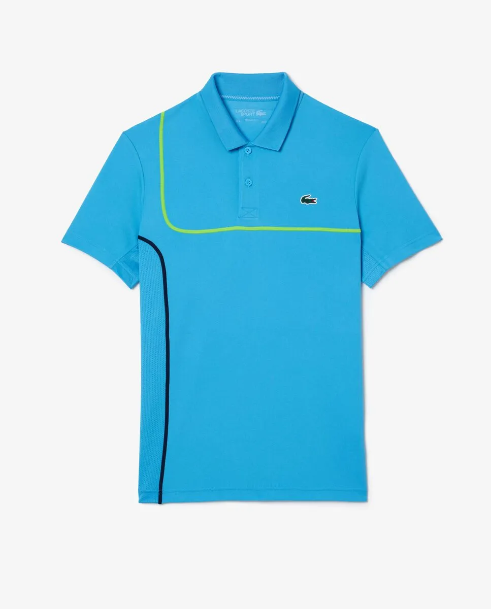 LACOSTE Regular Fit Ultra Dry Piqu  Tennis Polo Shirt Blue LACOSTE Regular Fit Ultra Dry Piqu  Tennis Polo Shirt Blue