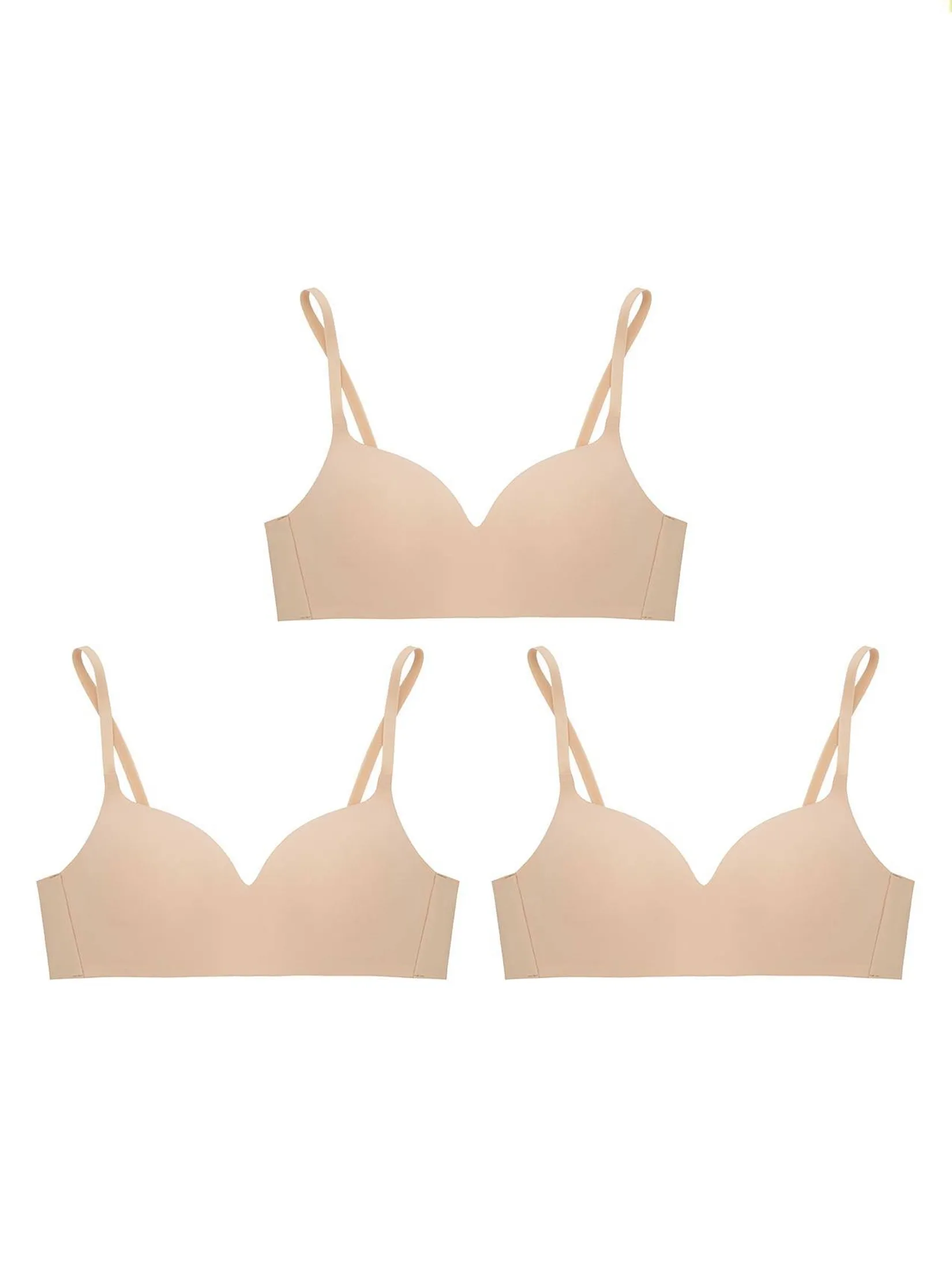 SABINA [Pack 3 Piece] [Online Exclusive] Woman Pretty Perfect Wireless Bra - Sand