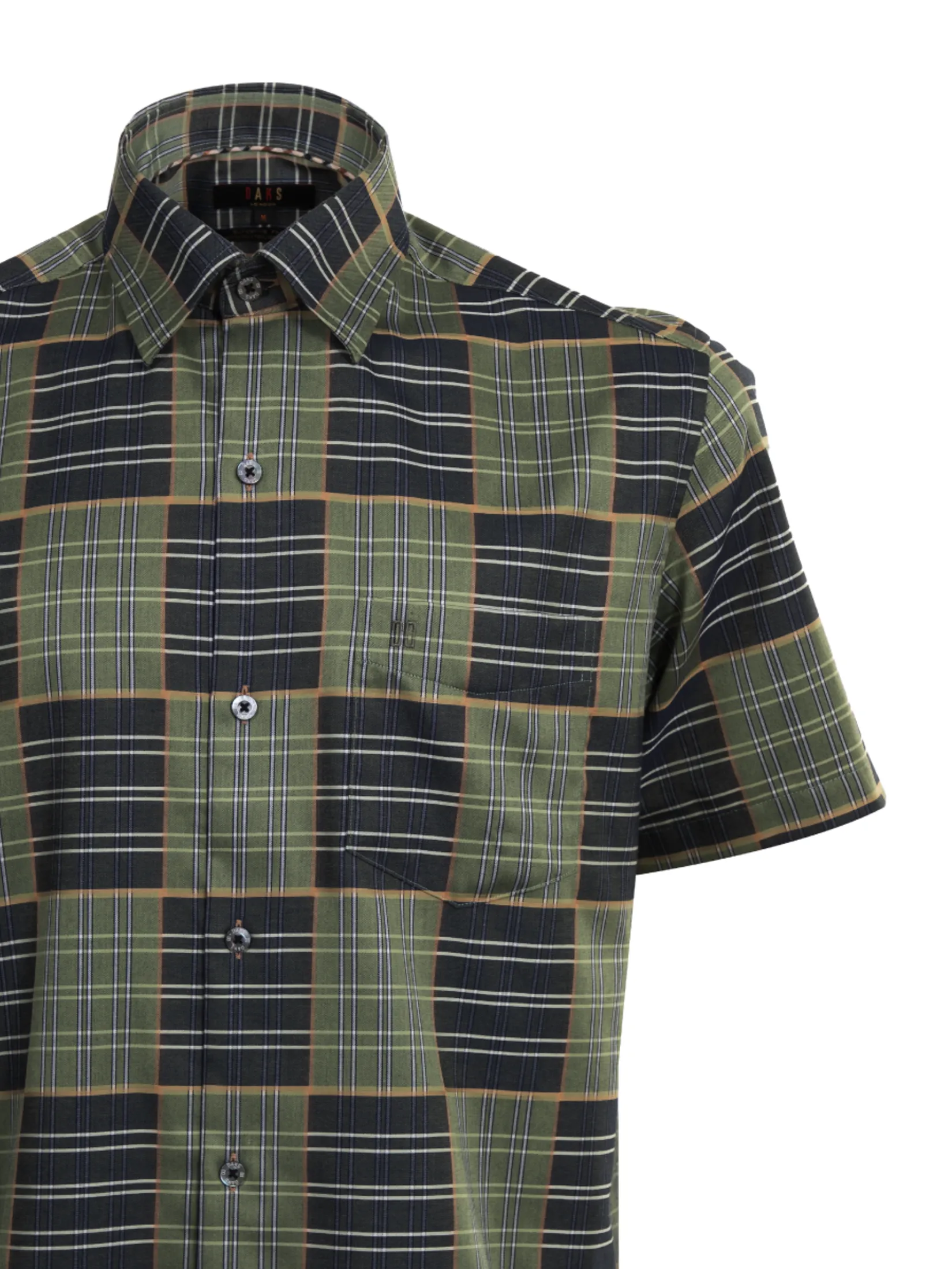 DAKS Men Short Sleeve Shirt Regular Fit Green DAKS Men Short Sleeve Shirt Regular Fit Green