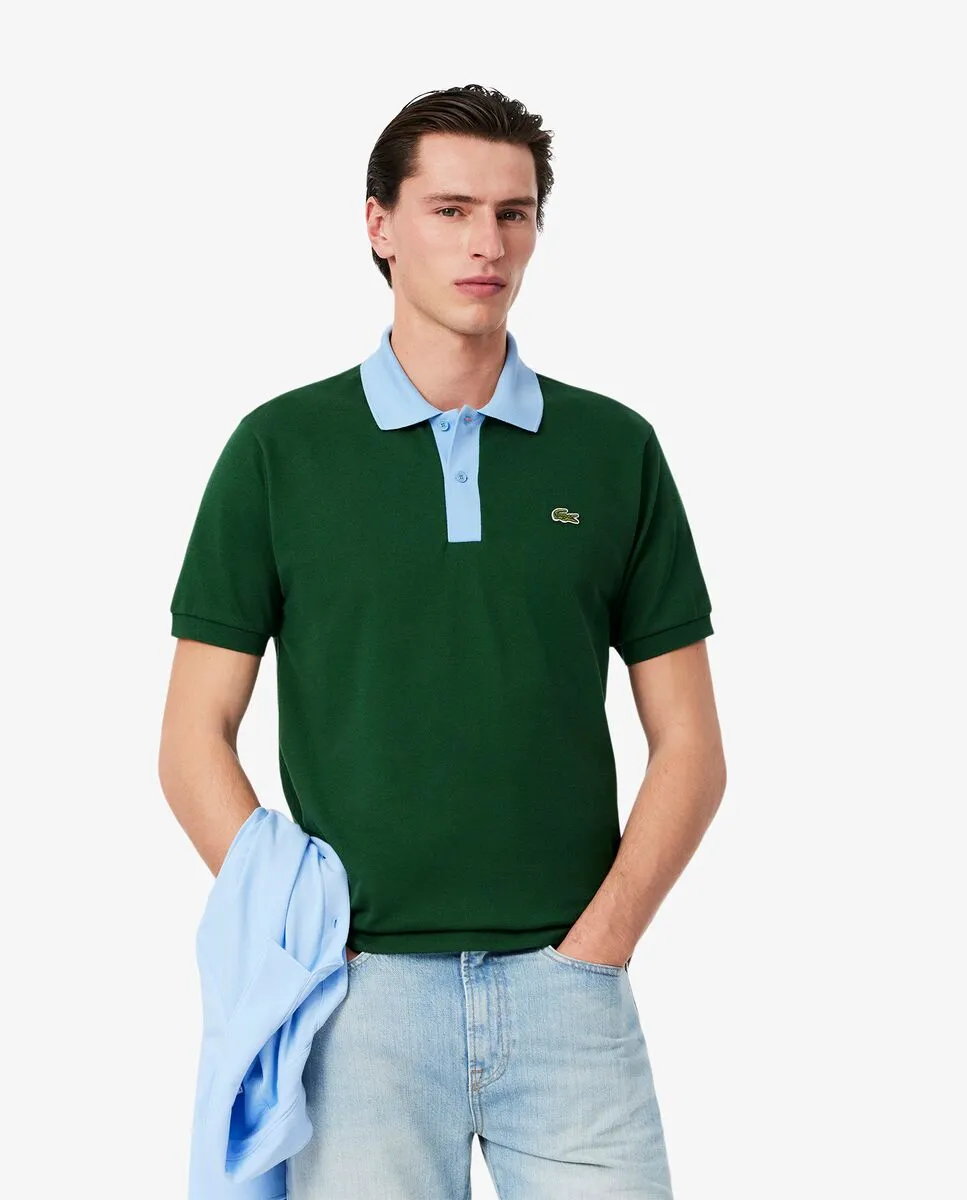 LACOSTE Classic Fit Contrast Collar L.12.12 Polo Shirt Green LACOSTE Classic Fit Contrast Collar L.12.12 Polo Shirt Green