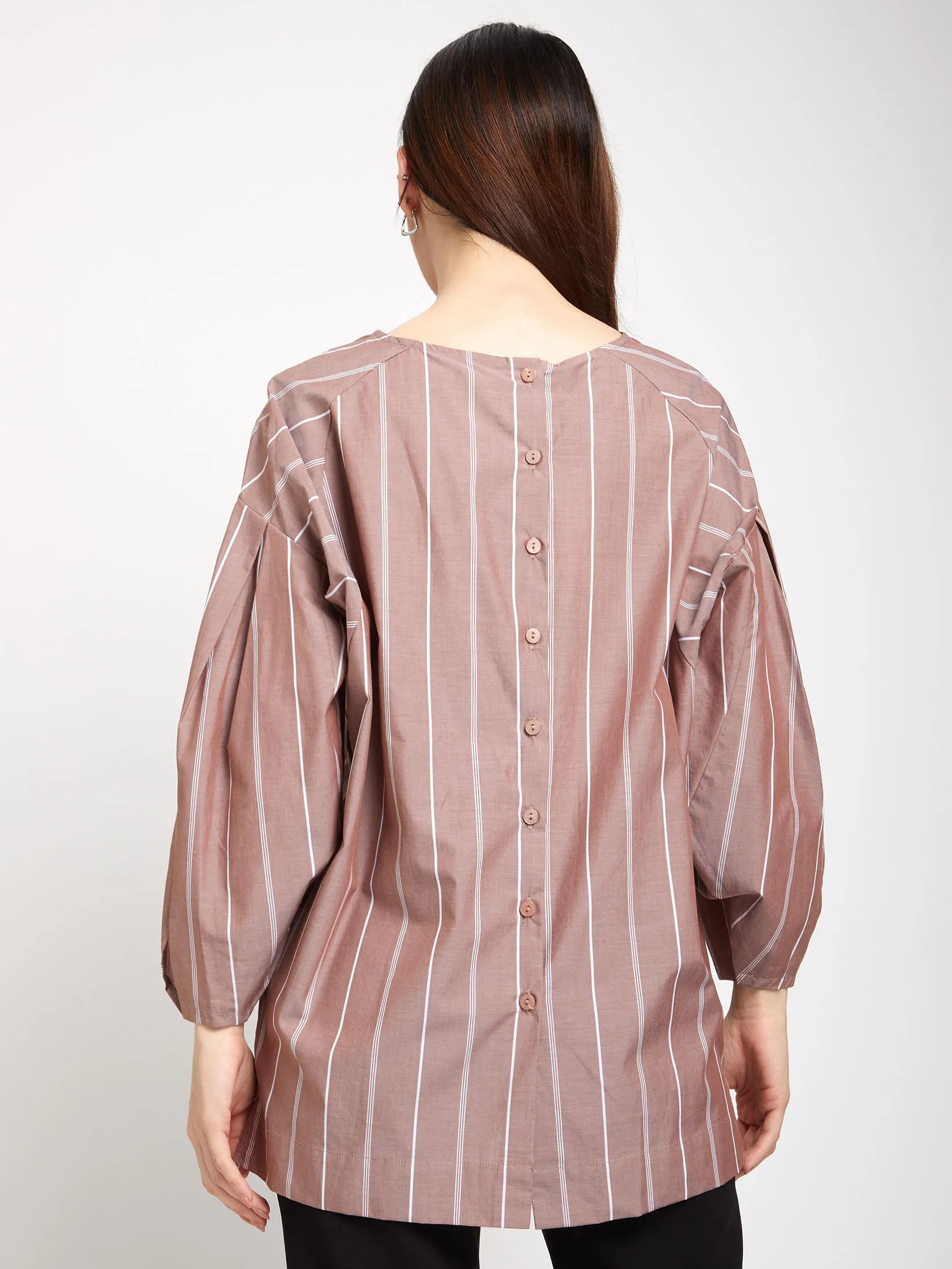NEXT PHASE Women Blouse Puff Sleeves Stripe NEXT PHASE Women Blouse Puff Sleeves Stripe