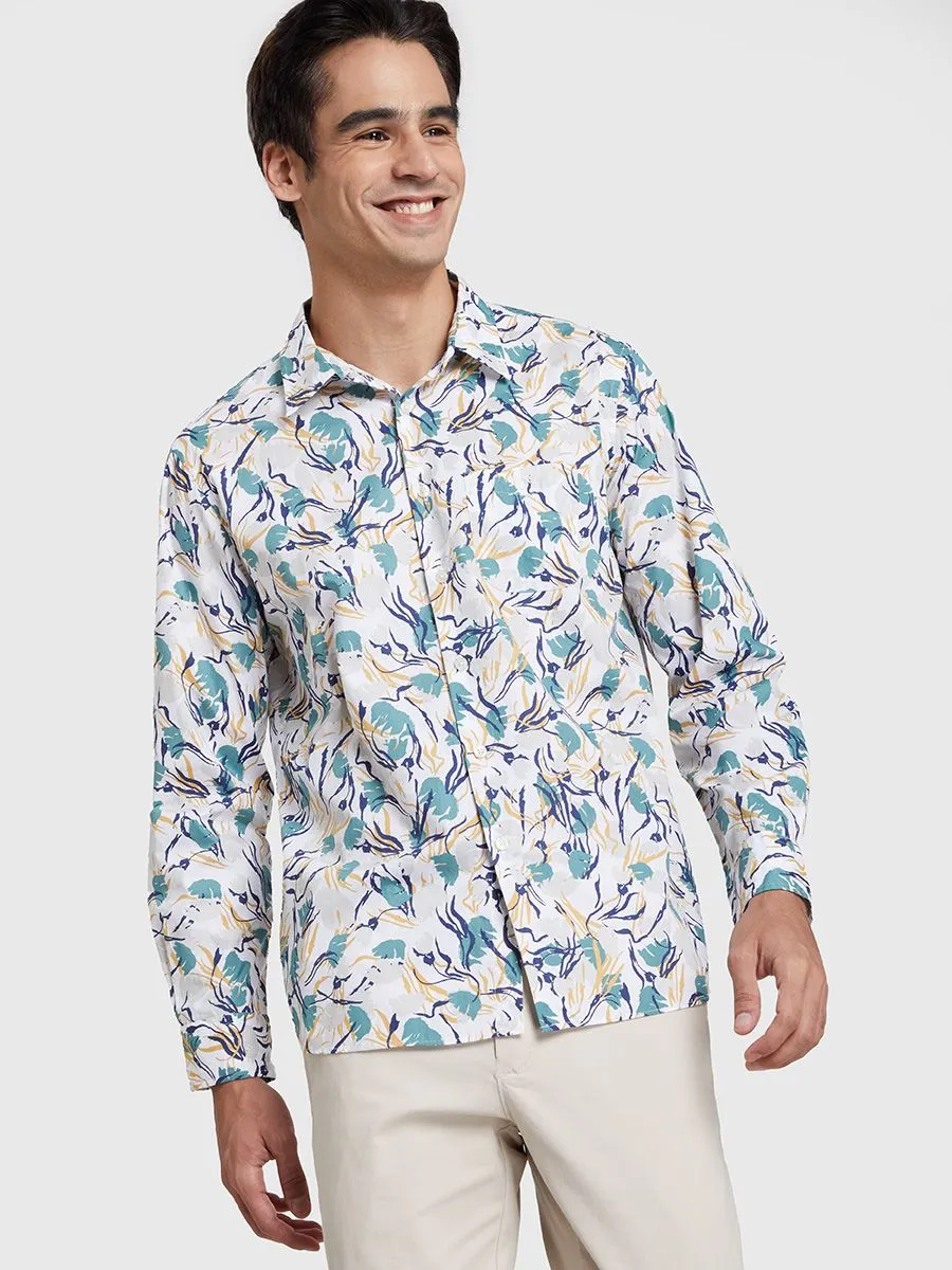 ALUMNUS Men Shirts Long Sleeves Printed Green