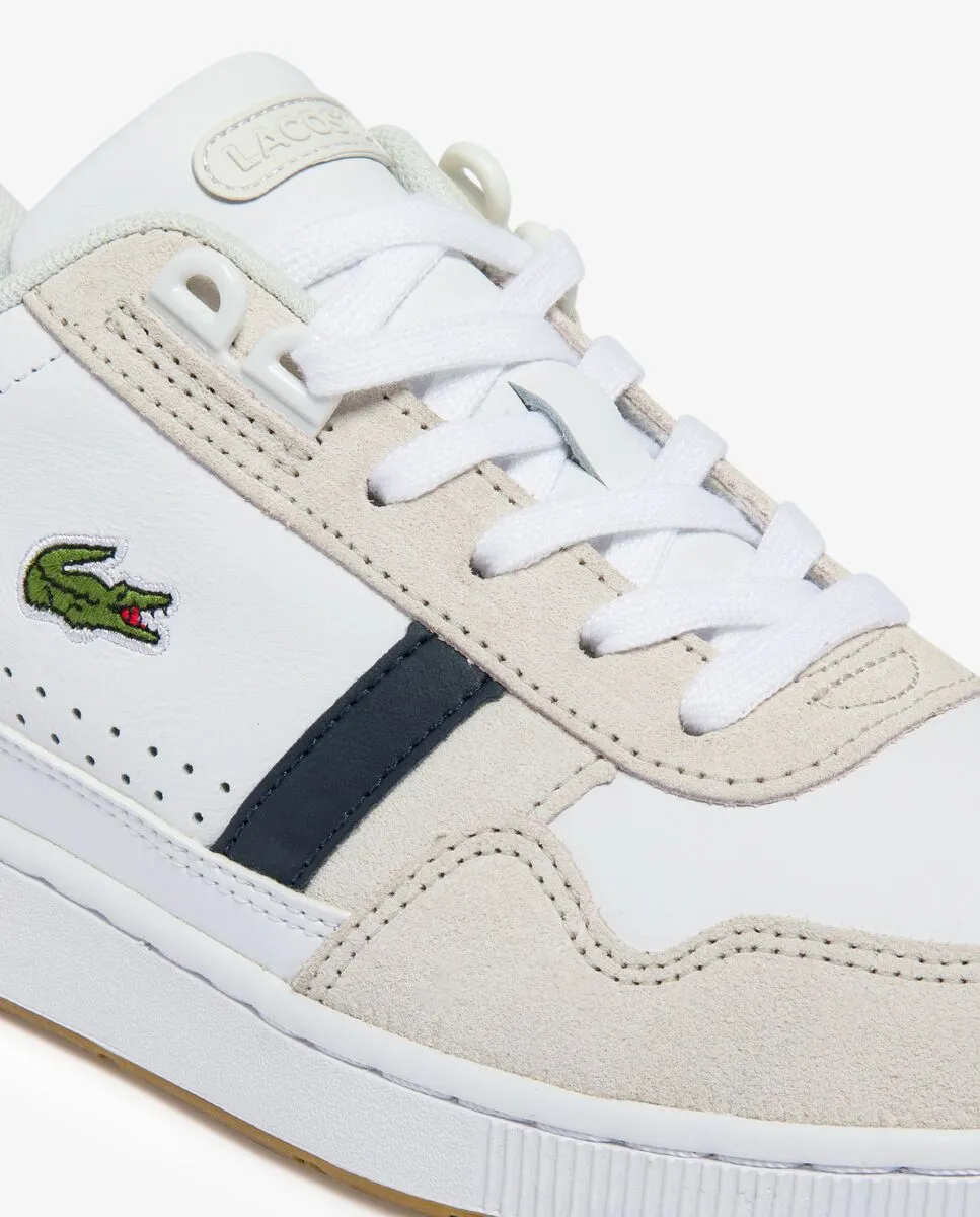 LACOSTE White Women’s T-Clip Tricolour Leather and Suede Trainers LACOSTE White Women’s T-Clip Tricolour Leather and Suede Trainers