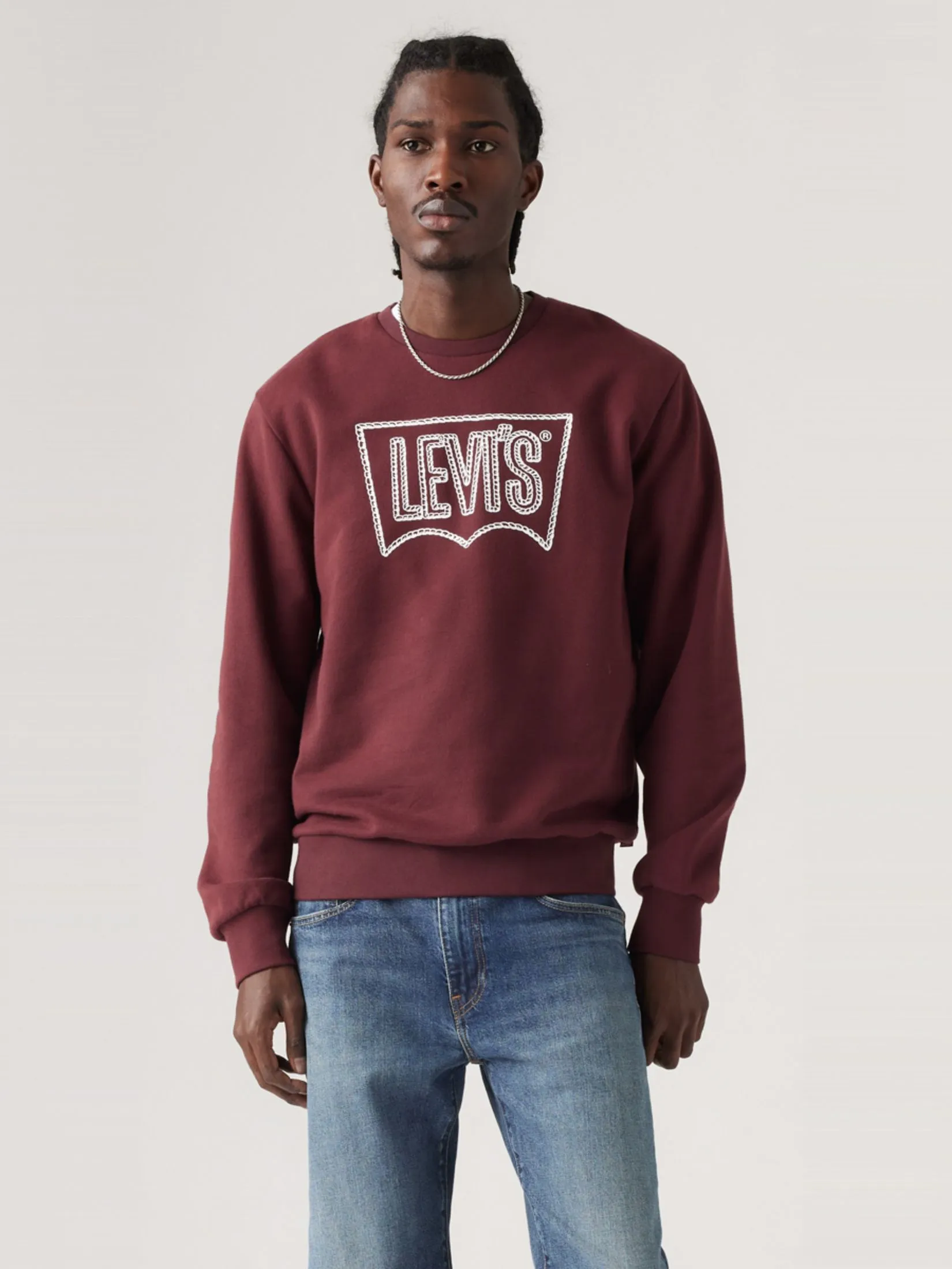 LEVI'S Men's Standard Fit Graphic Crewneck Sweatshirt Chili Red LEVI'S Men's Standard Fit Graphic Crewneck Sweatshirt Chili Red