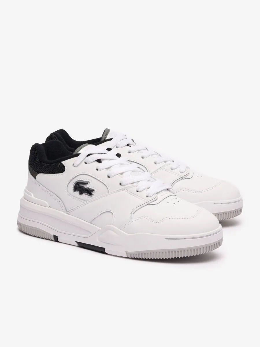 LACOSTE White Women’s Lineshot Contrasted Collar Leather Trainers LACOSTE White Women’s Lineshot Contrasted Collar Leather Trainers
