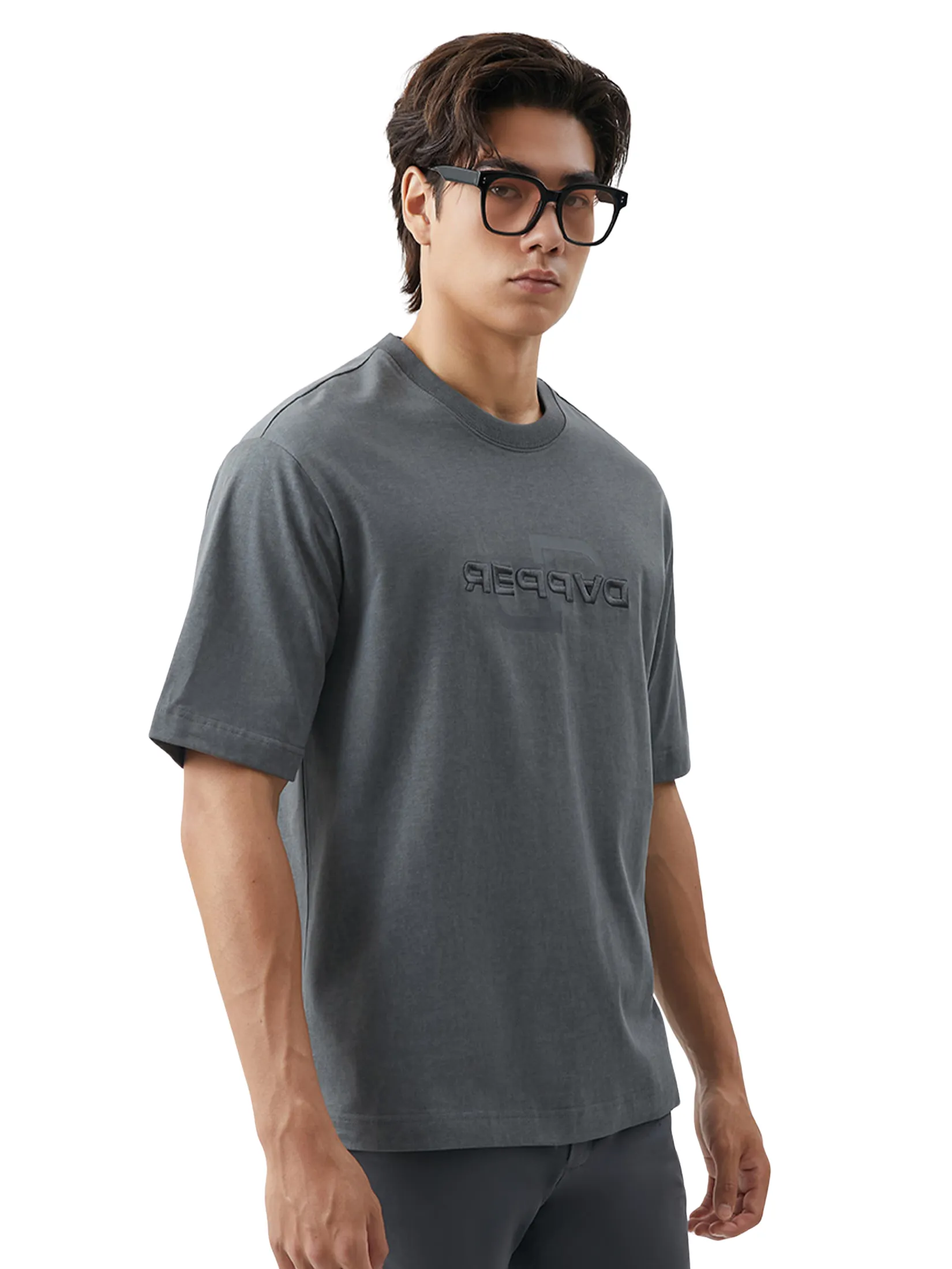 DAPPER DAPPER Contrast Logo T-Shirt Dark Grey DAPPER DAPPER Contrast Logo T-Shirt Dark Grey
