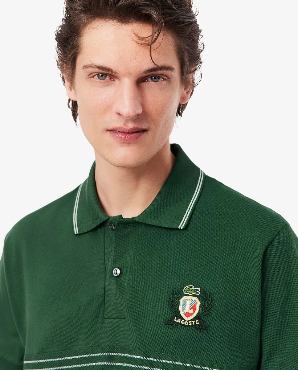 LACOSTE Classic Fit L.12.12 Embroidered Shield Polo Shirt Green LACOSTE Classic Fit L.12.12 Embroidered Shield Polo Shirt Green