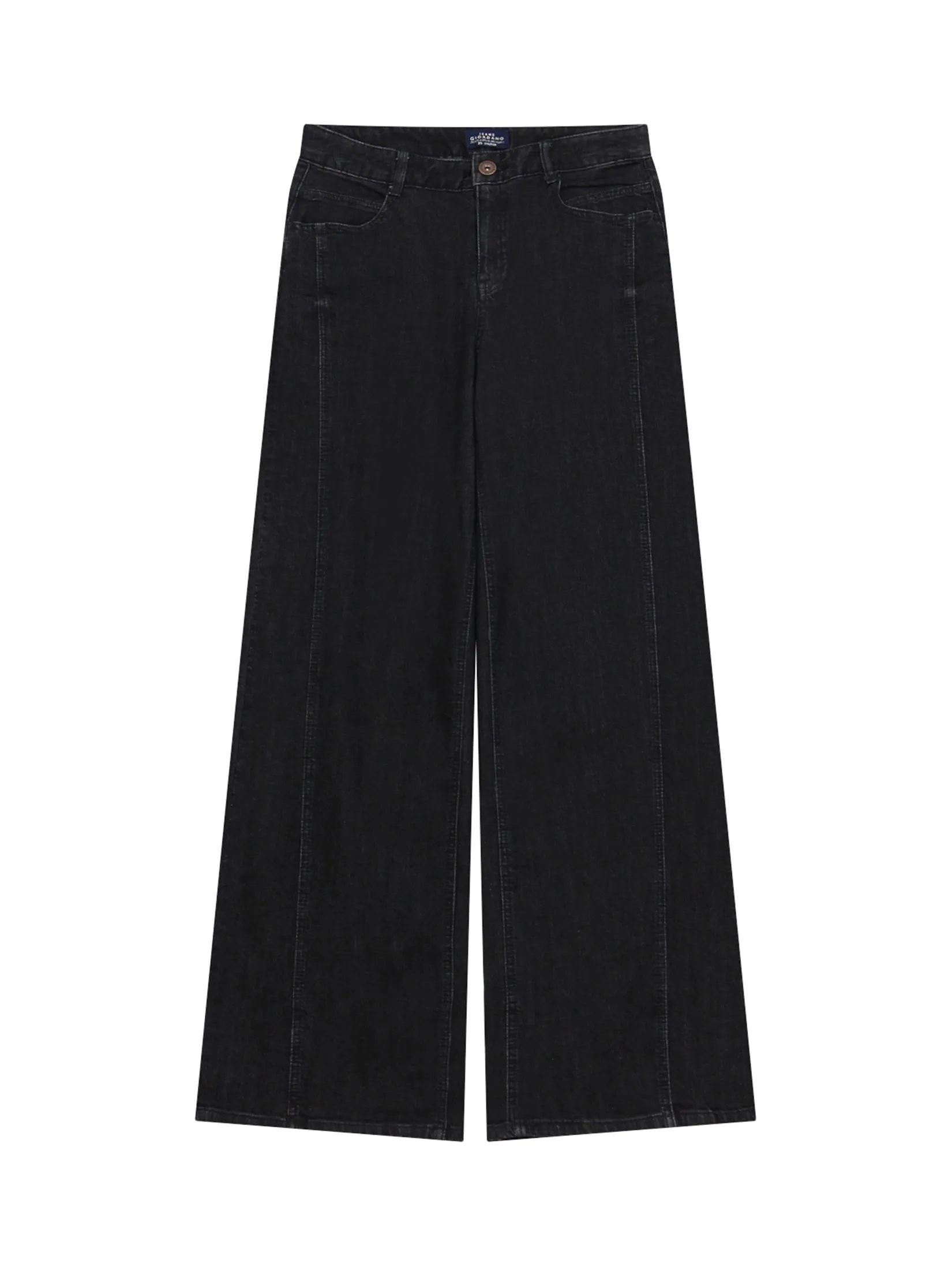 GIORDANO Women's Wide Leg Stretch Denim Jeans Black GIORDANO Women's Wide Leg Stretch Denim Jeans Black