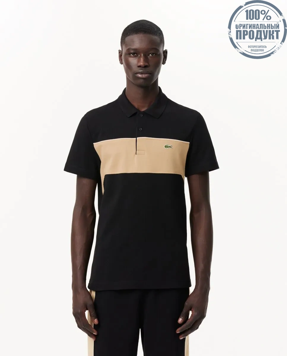 LACOSTE Regular Fit L.12.12 Colour-Block Polo Shirt Black LACOSTE Regular Fit L.12.12 Colour-Block Polo Shirt Black