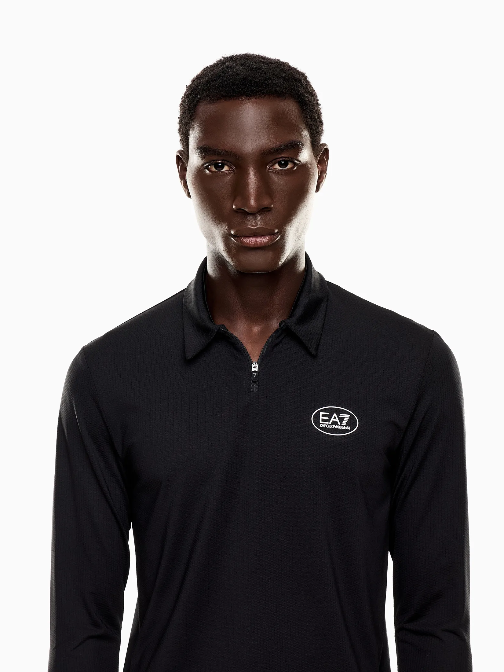 EA7 Men Polo Long Sleeves Chest Logo FW25 UB011 Black EA7 Men Polo Long Sleeves Chest Logo FW25 UB011 Black
