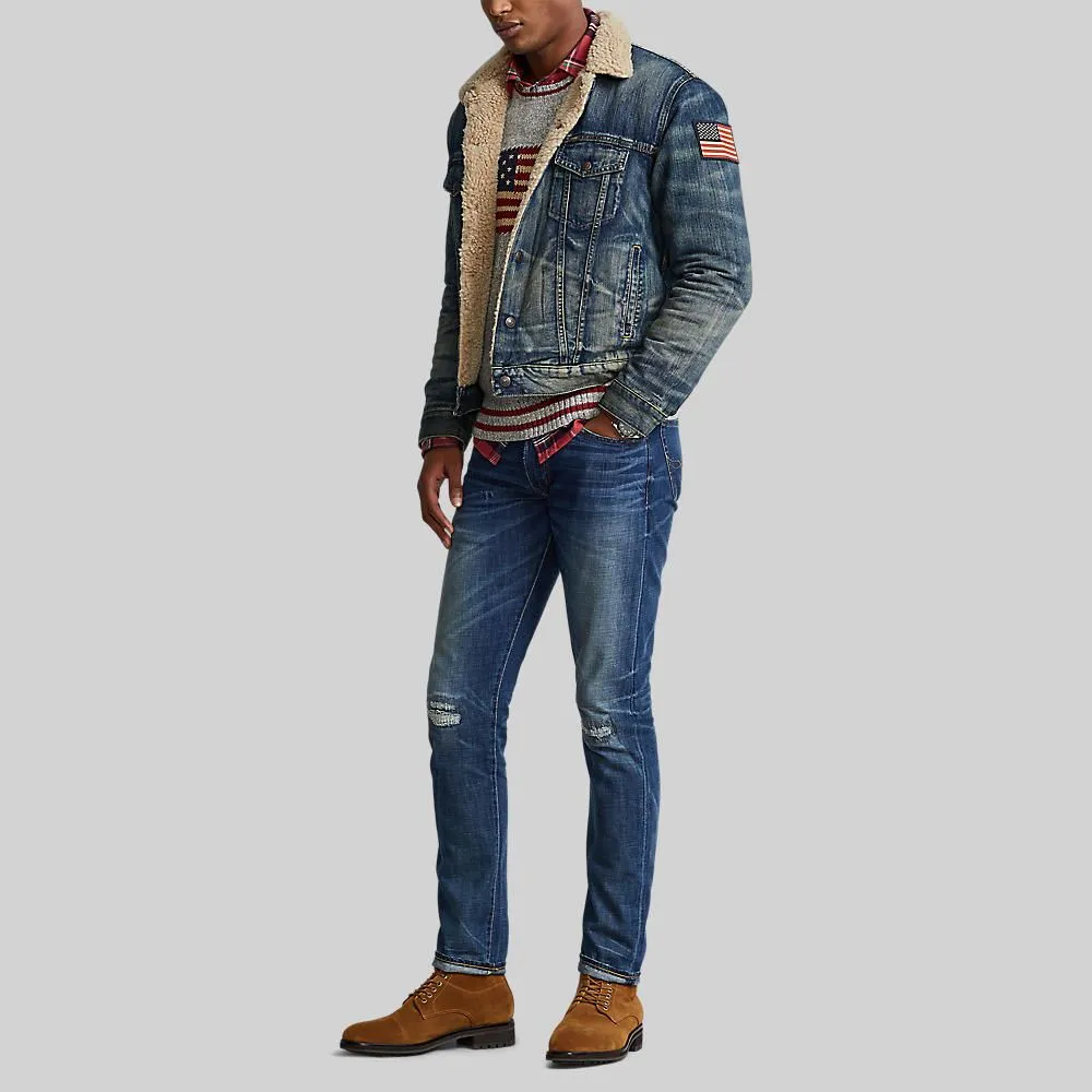 POLO RALPH LAUREN MEN JACKET Fleece-Lined Trucker Jacket MNPOOTW16020696 400 BLUE POLO RALPH LAUREN MEN JACKET Fleece-Lined Trucker Jacket MNPOOTW16020696 400 BLUE