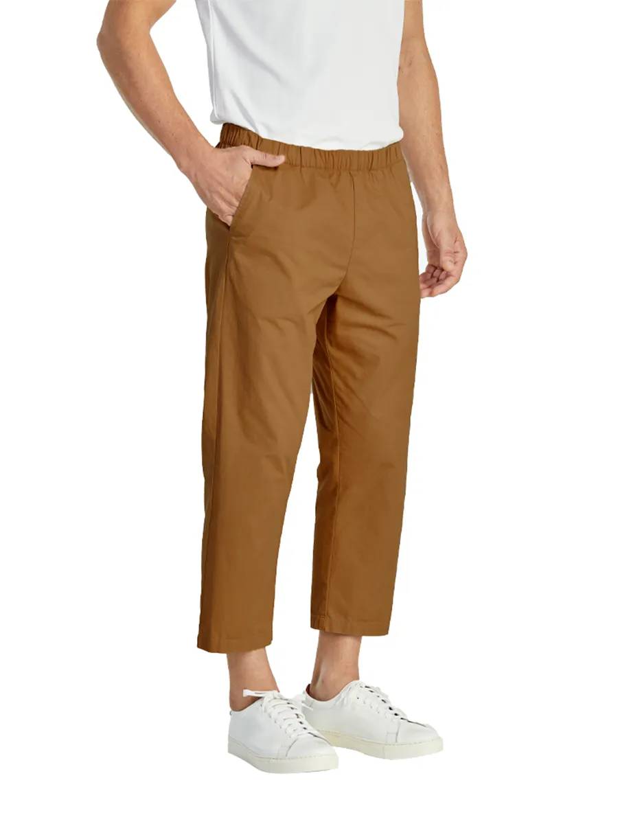 ELLE HOMME MEN ELASTIC WAIST PANTS W8Q001BR - BROWN ELLE HOMME MEN ELASTIC WAIST PANTS W8Q001BR - BROWN