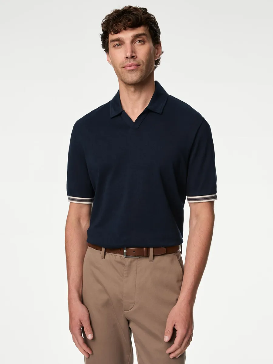 MARKS & SPENCER Men Polo Shirt Pure Cotton Tipped MARKS & SPENCER Men Polo Shirt Pure Cotton Tipped
