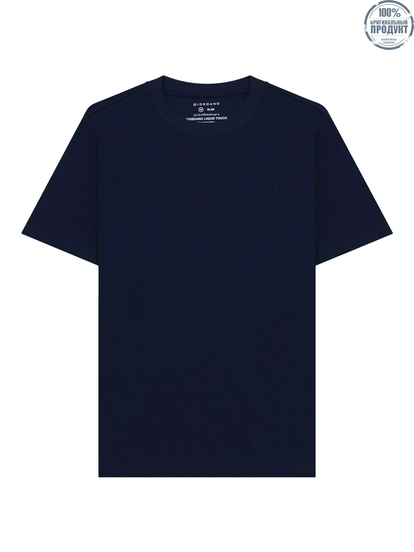 GIORDANO Men's Slim Cotton Embroidery Tee (Liquid Touch) Navy GIORDANO Men's Slim Cotton Embroidery Tee (Liquid Touch) Navy