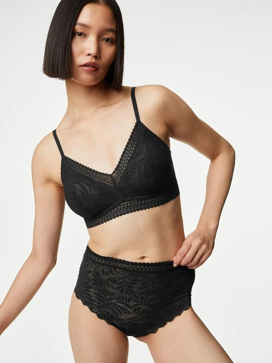 MARKS & SPENCER Women Bralette Flexifit Lace Non Wired Black MARKS & SPENCER Women Bralette Flexifit Lace Non Wired Black