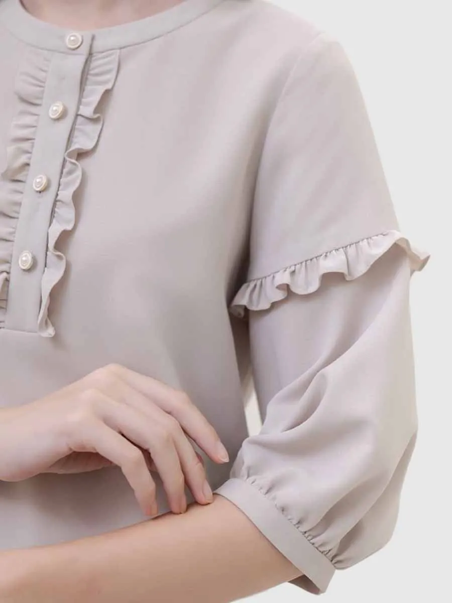 VERONIQA Women Dress Chiffon Dobby Beige VERONIQA Women Dress Chiffon Dobby Beige