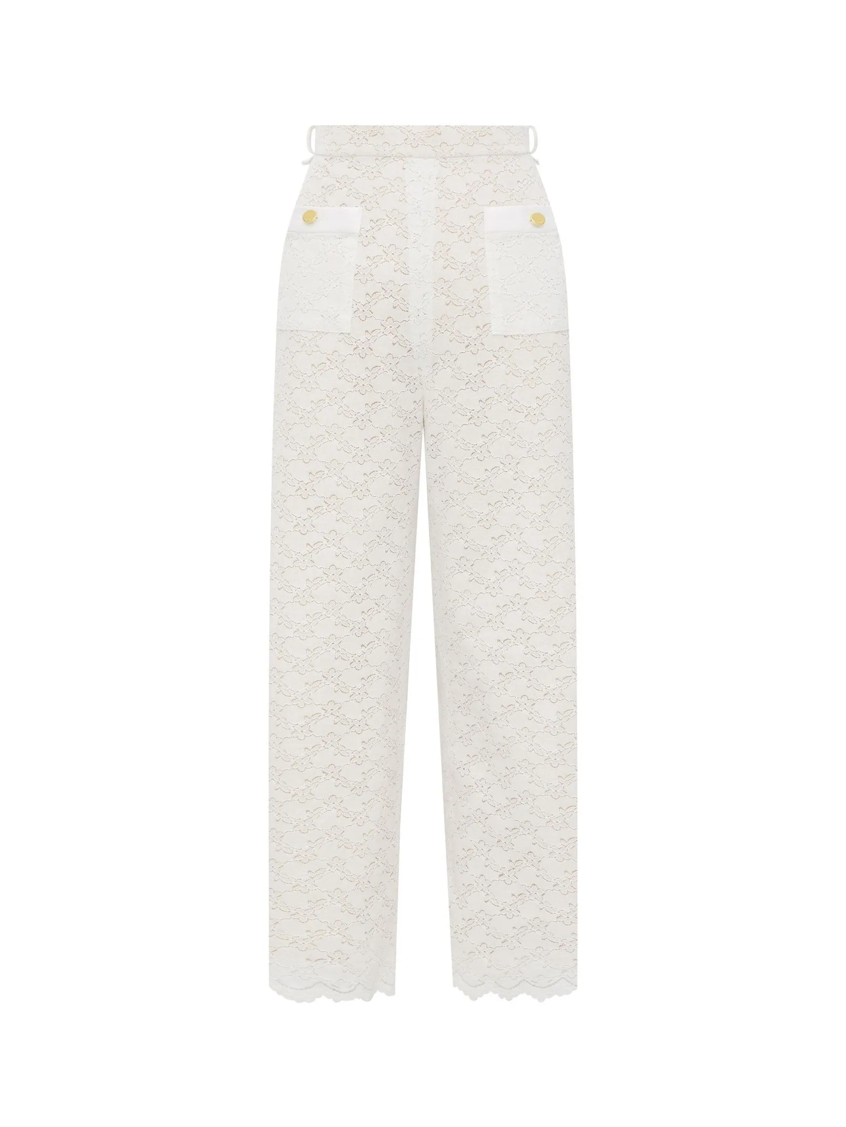 ASV (AW24) Elysia Floral Lace Women Pants White ASV (AW24) Elysia Floral Lace Women Pants White