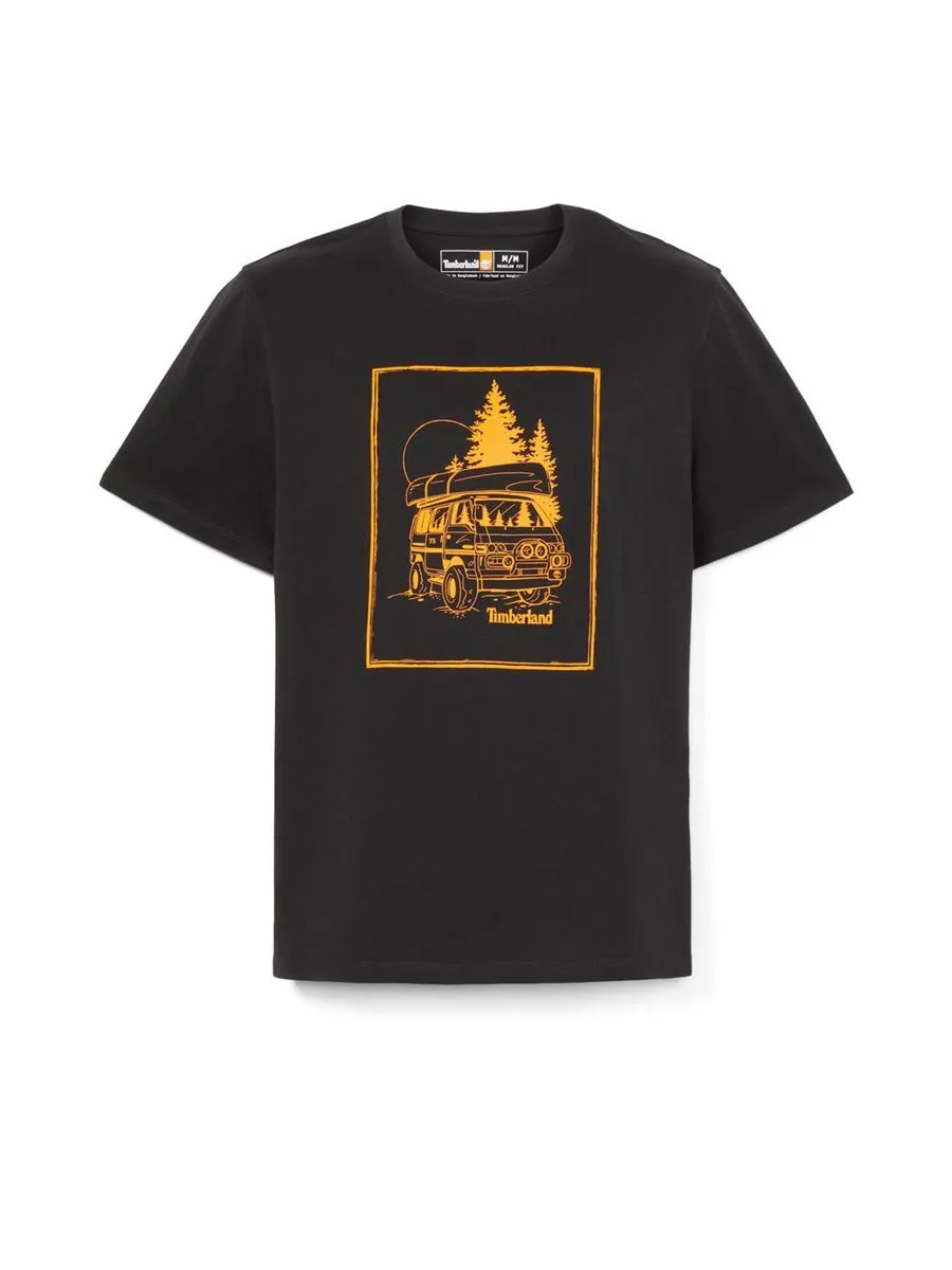 TIMBERLAND Men's Printed Short Sleeved T-Shirt Black TIMBERLAND Men's Printed Short Sleeved T-Shirt Black