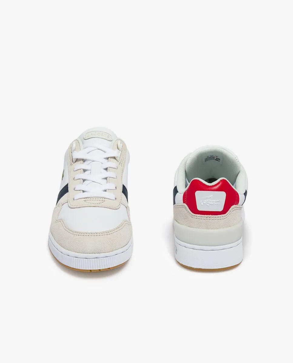 LACOSTE White Women’s T-Clip Tricolour Leather and Suede Trainers LACOSTE White Women’s T-Clip Tricolour Leather and Suede Trainers