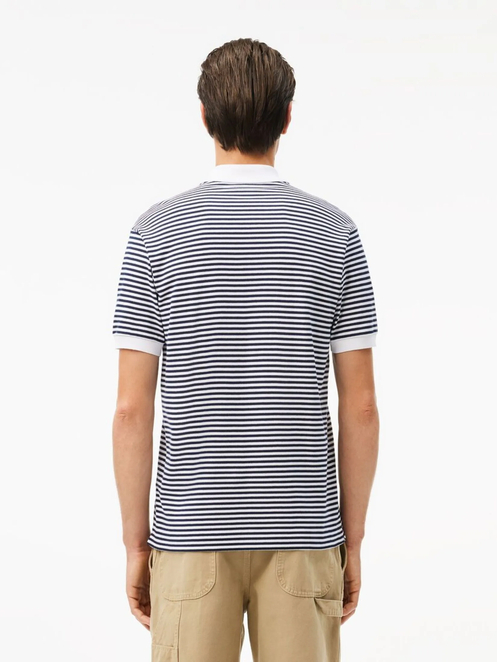 LACOSTE Classic Fit L.12.12 Striped Petit Piqu  Polo Shirt White LACOSTE Classic Fit L.12.12 Striped Petit Piqu  Polo Shirt White