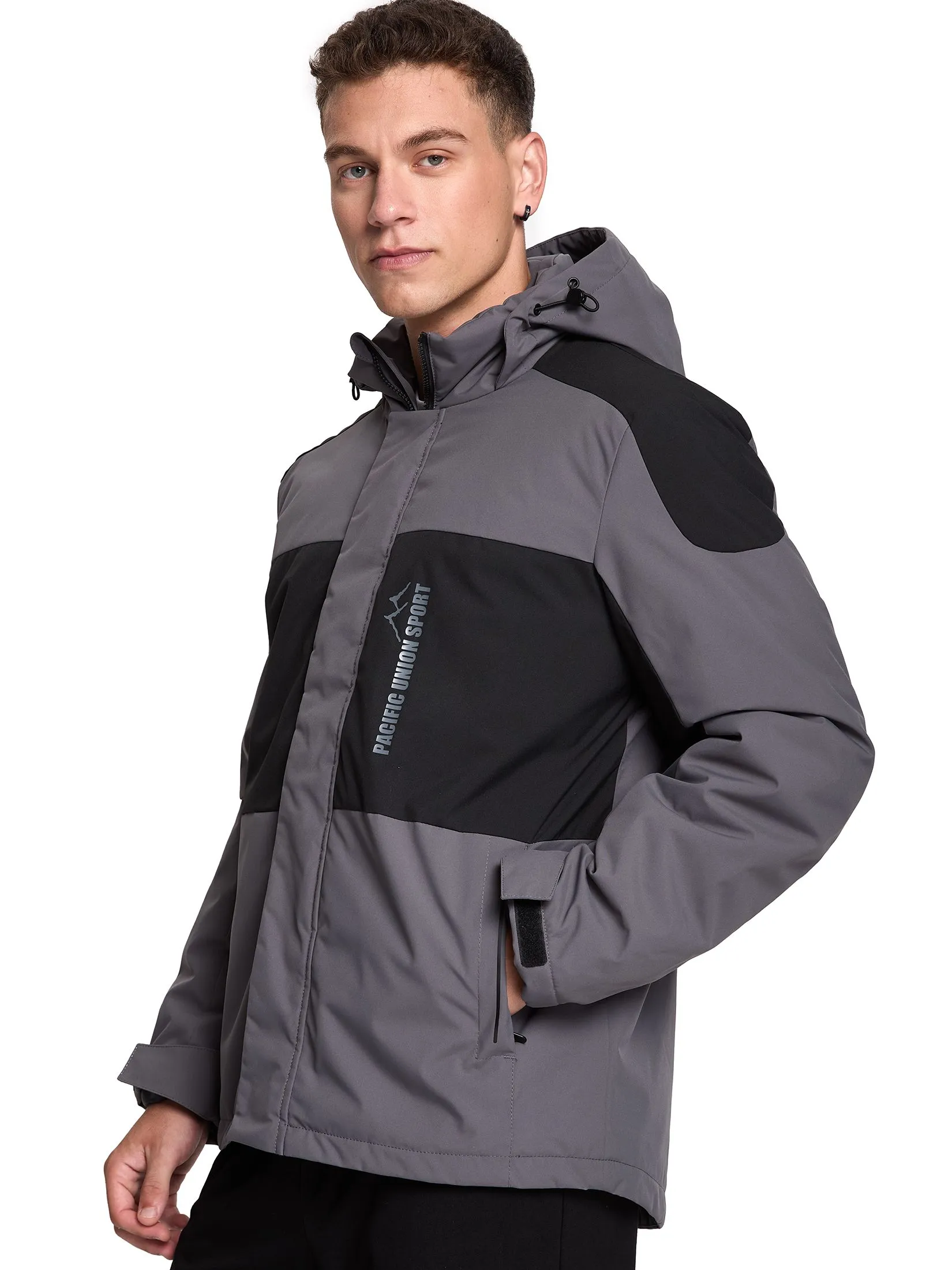 PACIFIC UNION Men Bomber Jacket Hooded PACIFIC UNION Men Bomber Jacket Hooded
