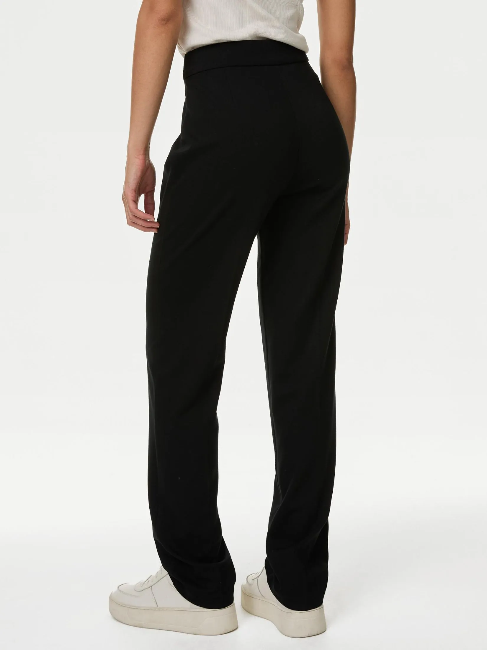 MARKS & SPENCER Women Straight Leg Trousers With Stretch Jersey MARKS & SPENCER Women Straight Leg Trousers With Stretch Jersey