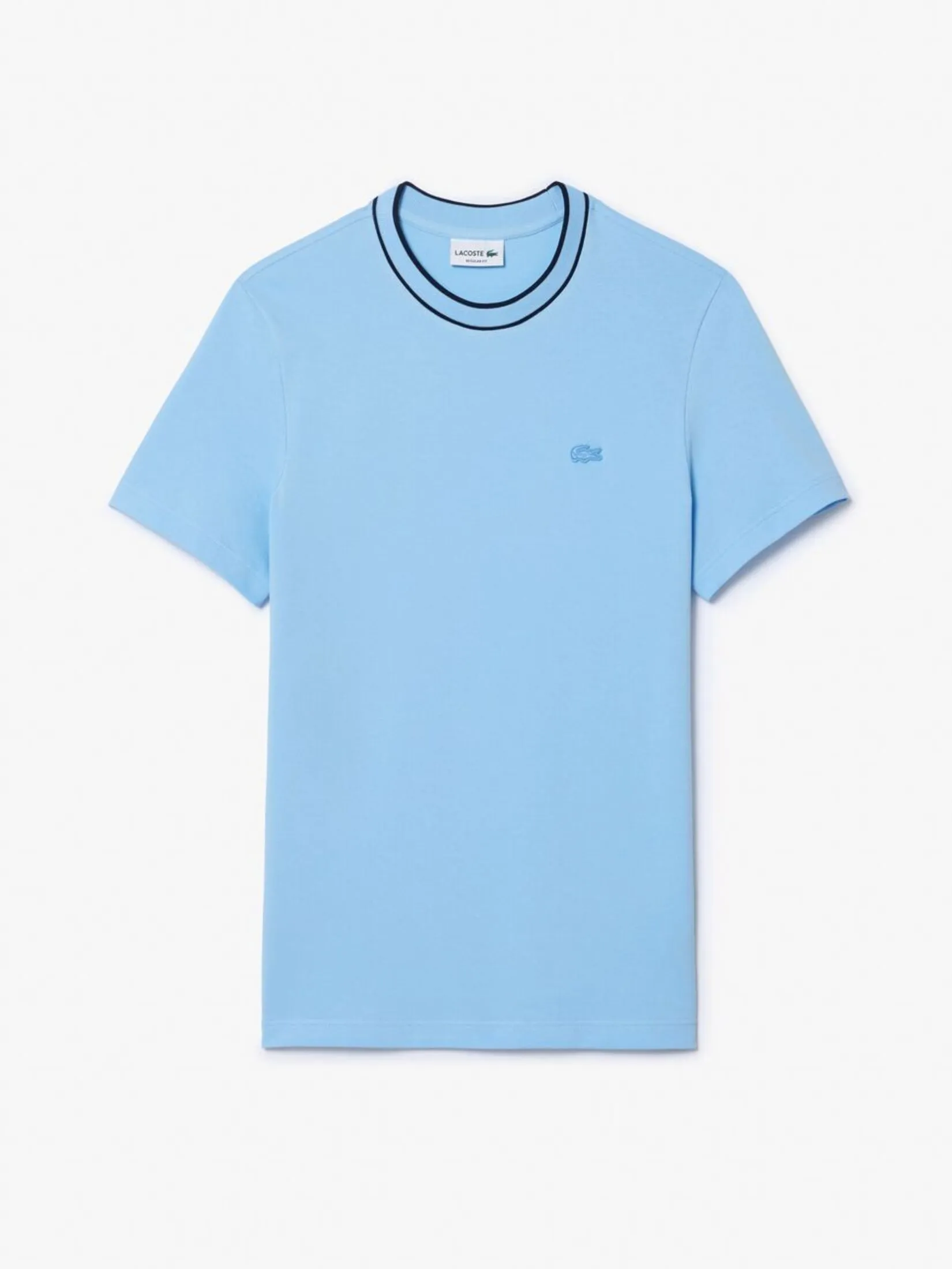 LACOSTE Stretch Piqu  Stripe Collar T-shirt Blue LACOSTE Stretch Piqu  Stripe Collar T-shirt Blue